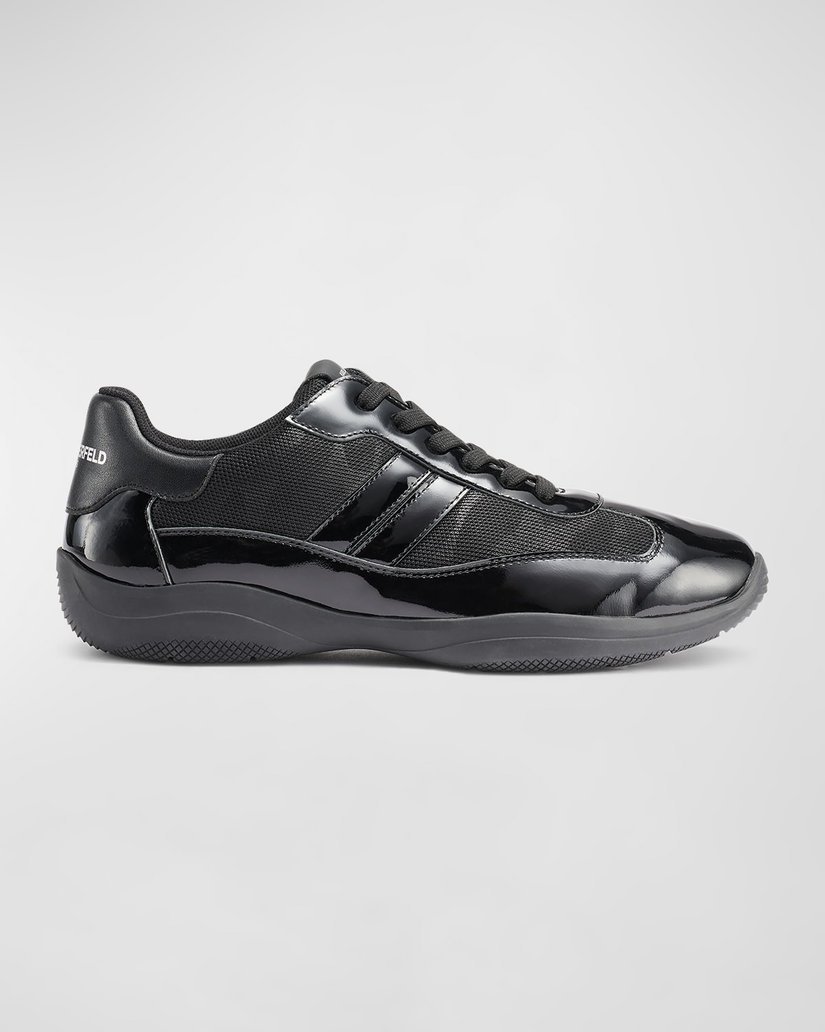 Karl Lagerfeld Men's Tonal Nylon & Patent Leather Low-top Trainers In Black