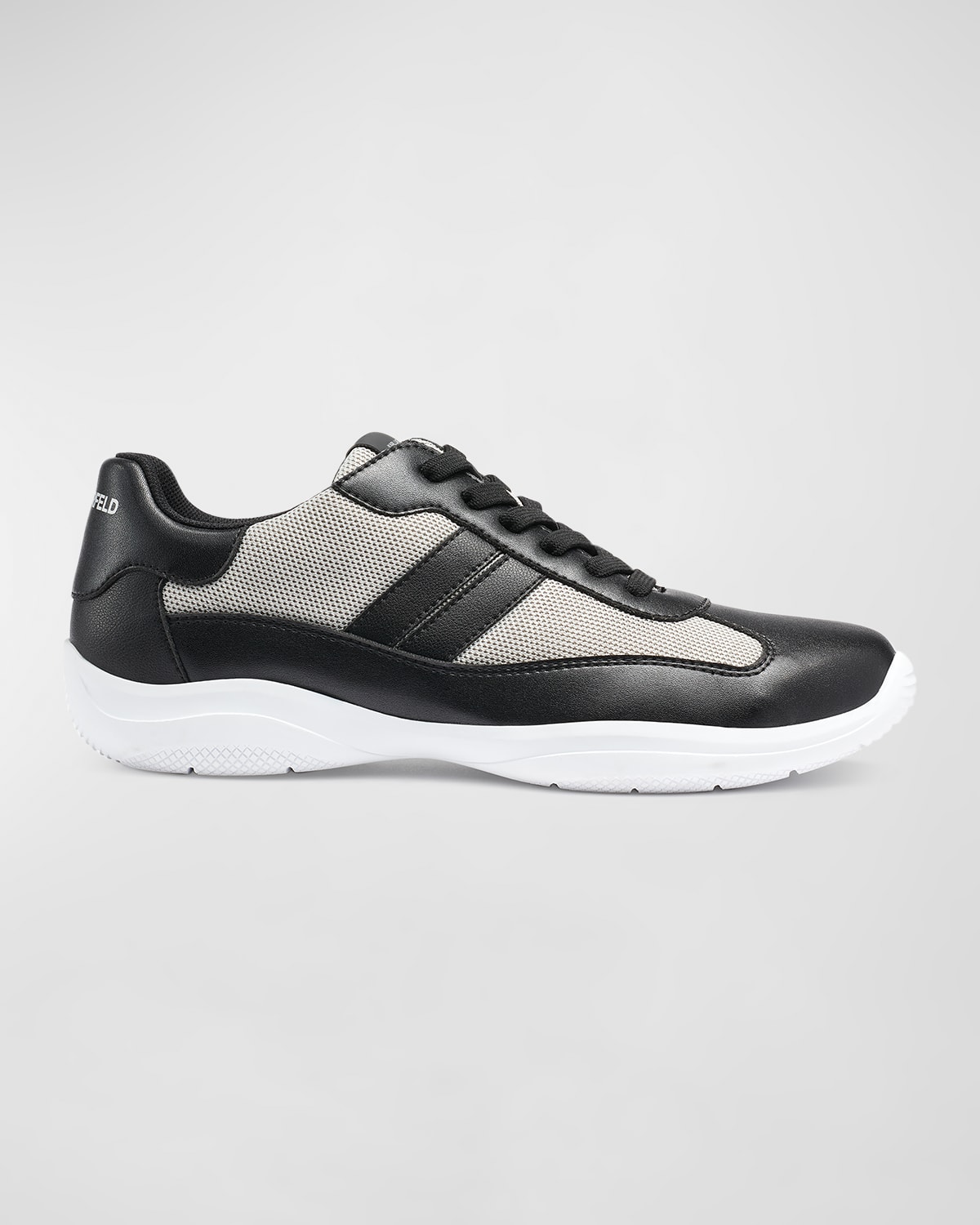 Karl Lagerfeld Men's Nylon Mesh & Leather Low-top Sneakers In Black/grey