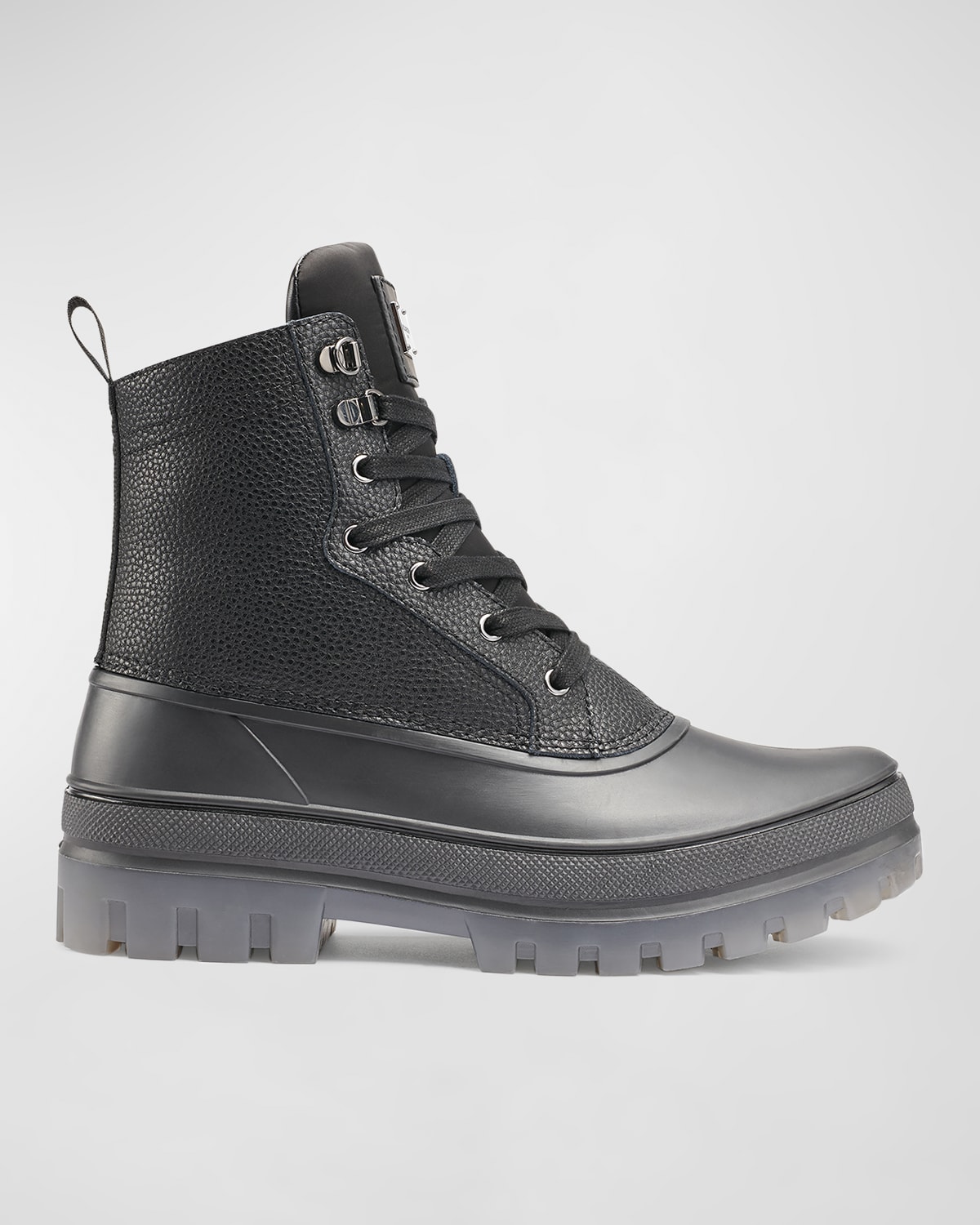 Shop Karl Lagerfeld Men's Fleece-lined Leather Lace-up Winter Boots In Black
