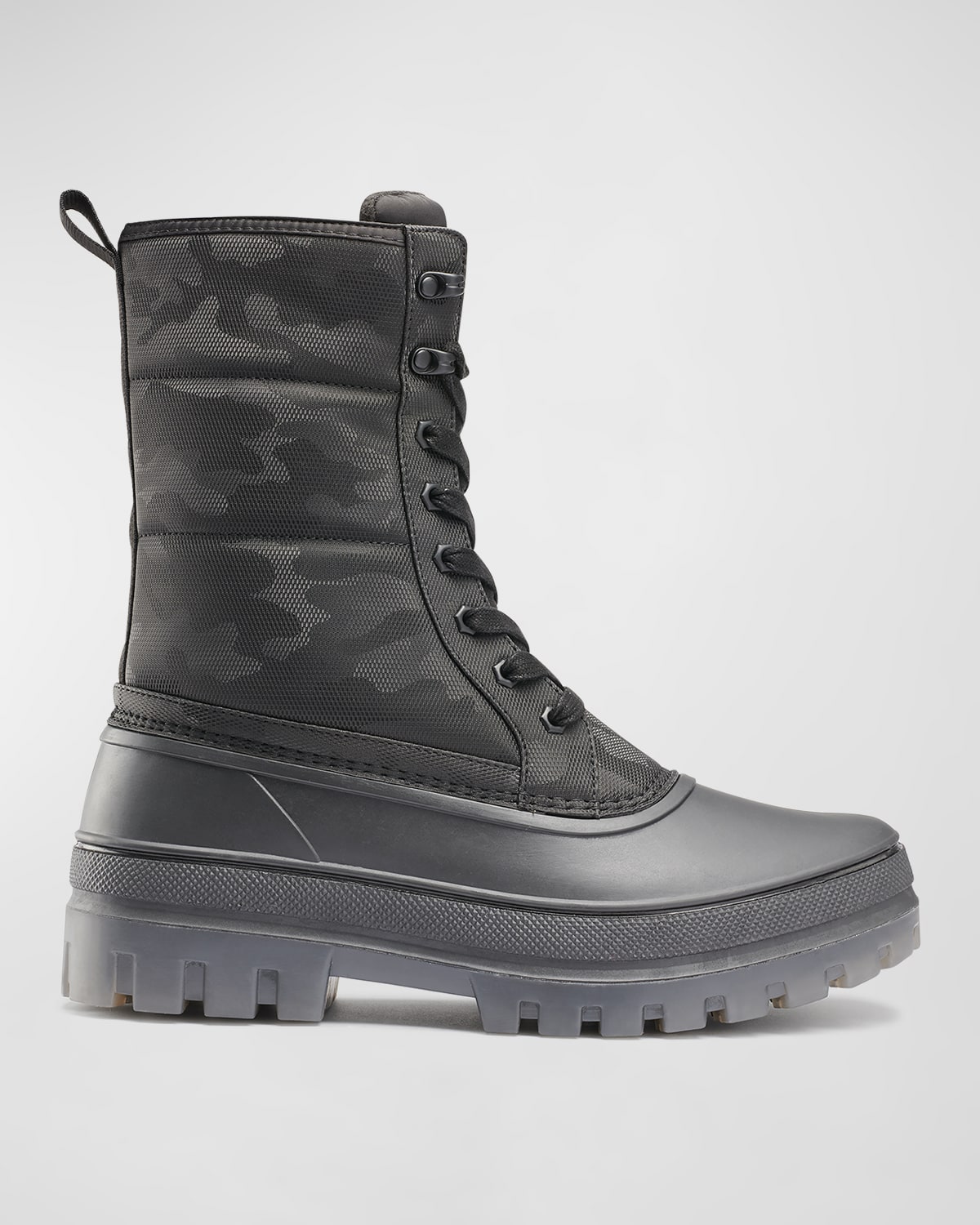 Shop Karl Lagerfeld Men's Camo-print Nylon Lace-up Winter Boots In Black