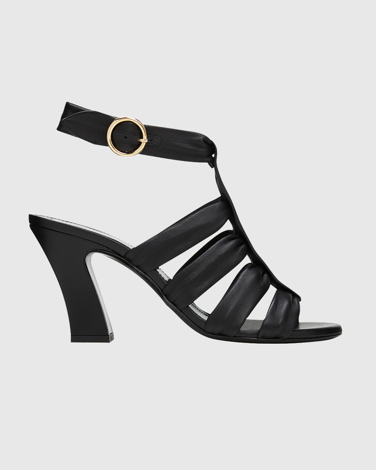 Shop Khaite Perth Caged Calfskin Block-heel Sandals In Black