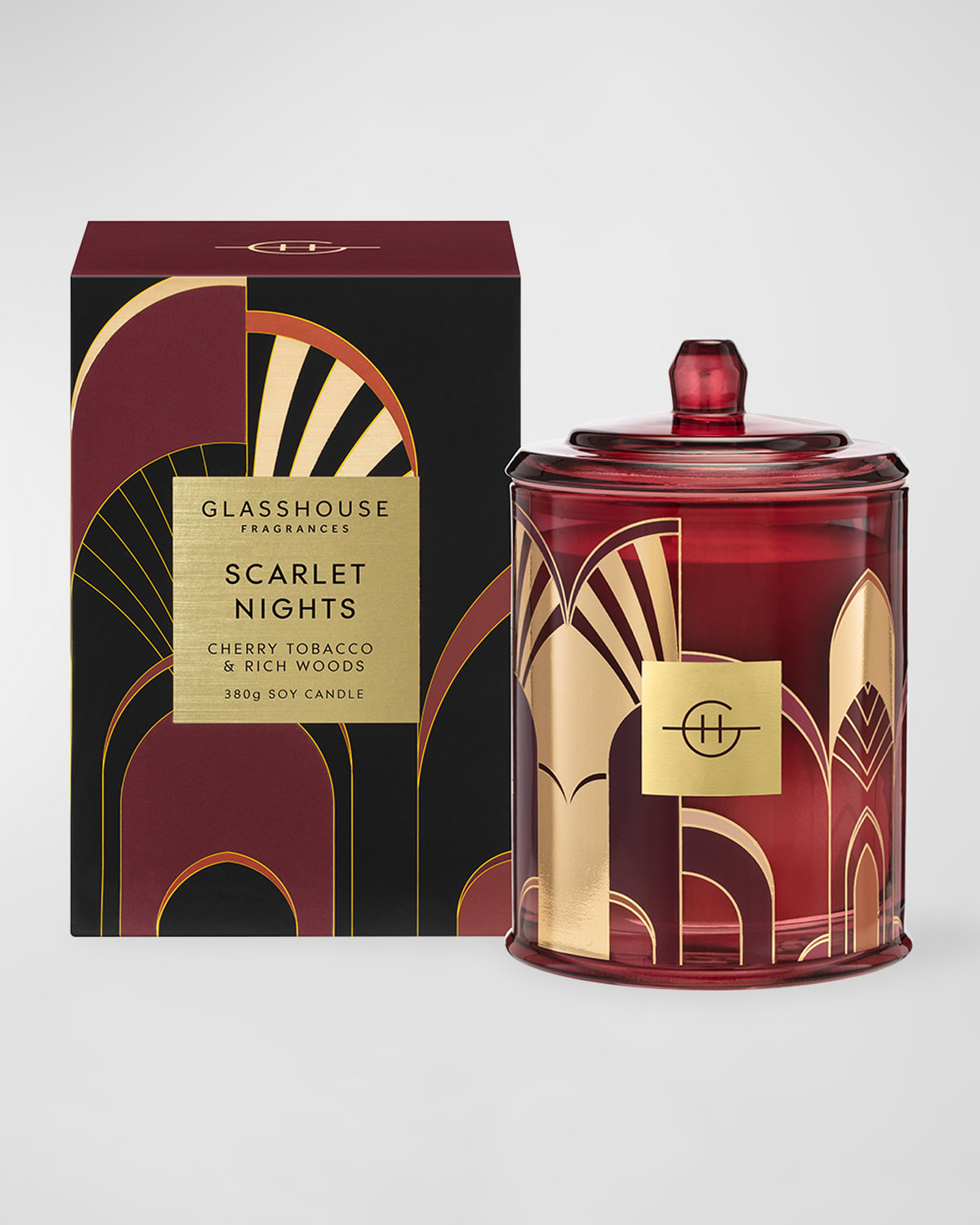 Glasshouse Fragrances 13.4 Oz. Scarlet Nights Cherry Tobacco And Rich Woods Soy Candle