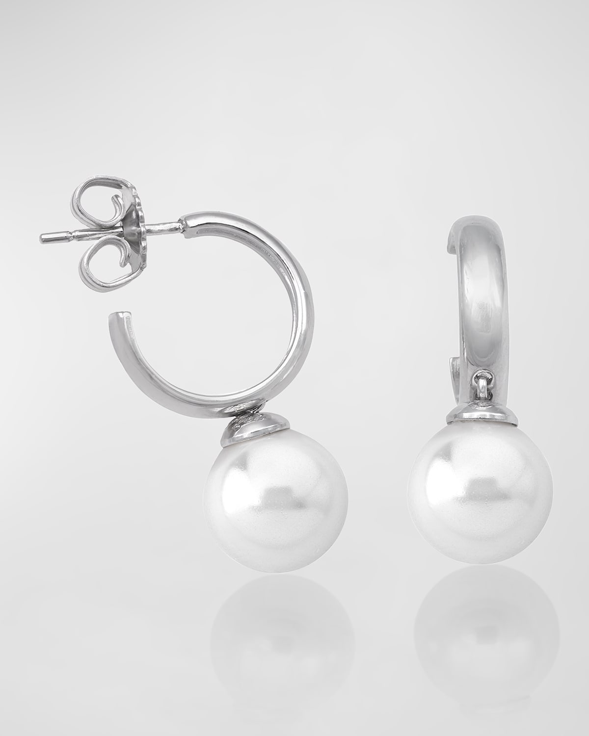 Chara Pearl and Hoop Earrings, Silver