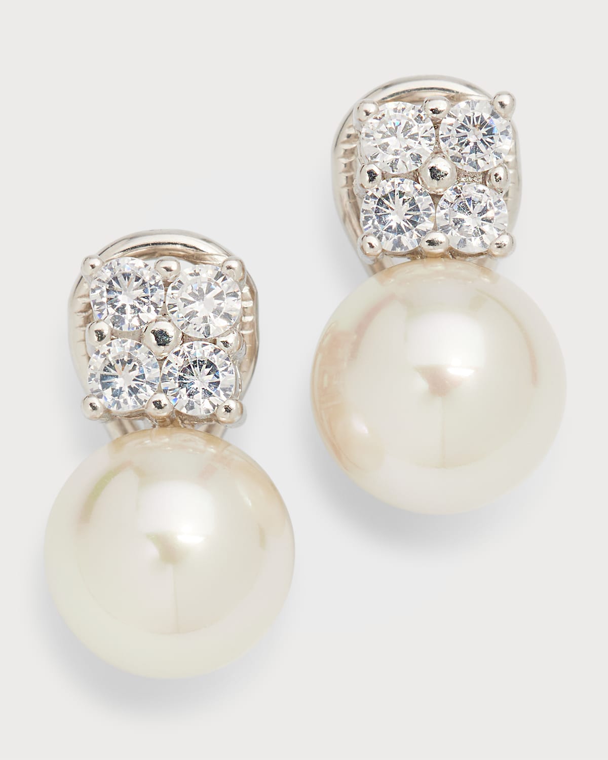 Selene Cubic Zirconia Quad and Pearl Omega Earrings