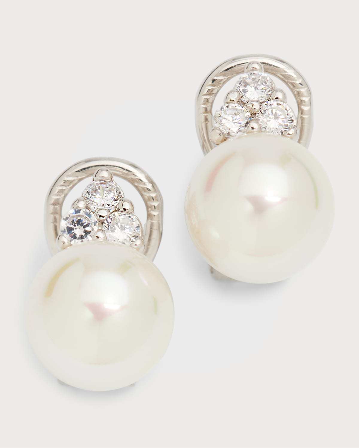 Selene Cubic Zirconia Trio and Pearl Omega Earrings