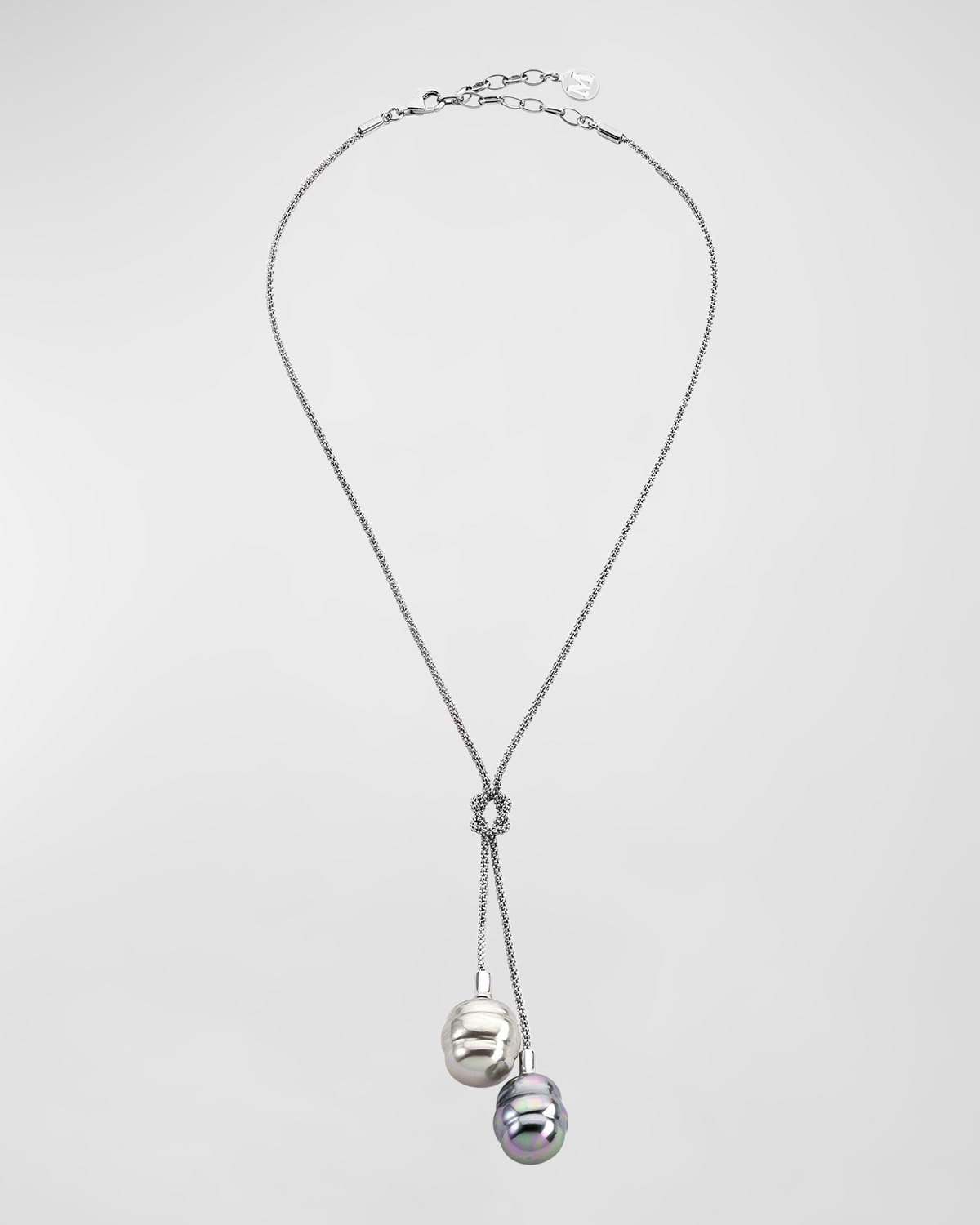 Majorica Tender 2-pearl Y-drop Necklace, Silver In Mlti