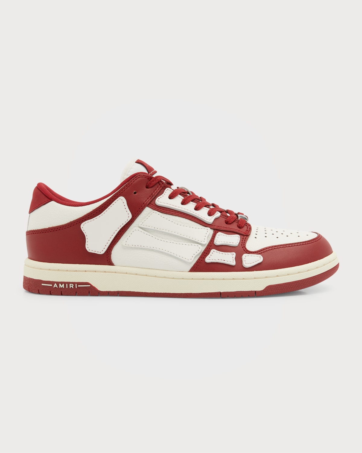 Shop Amiri Men's Skel Bicolor Leather Low-top Sneakers In Red