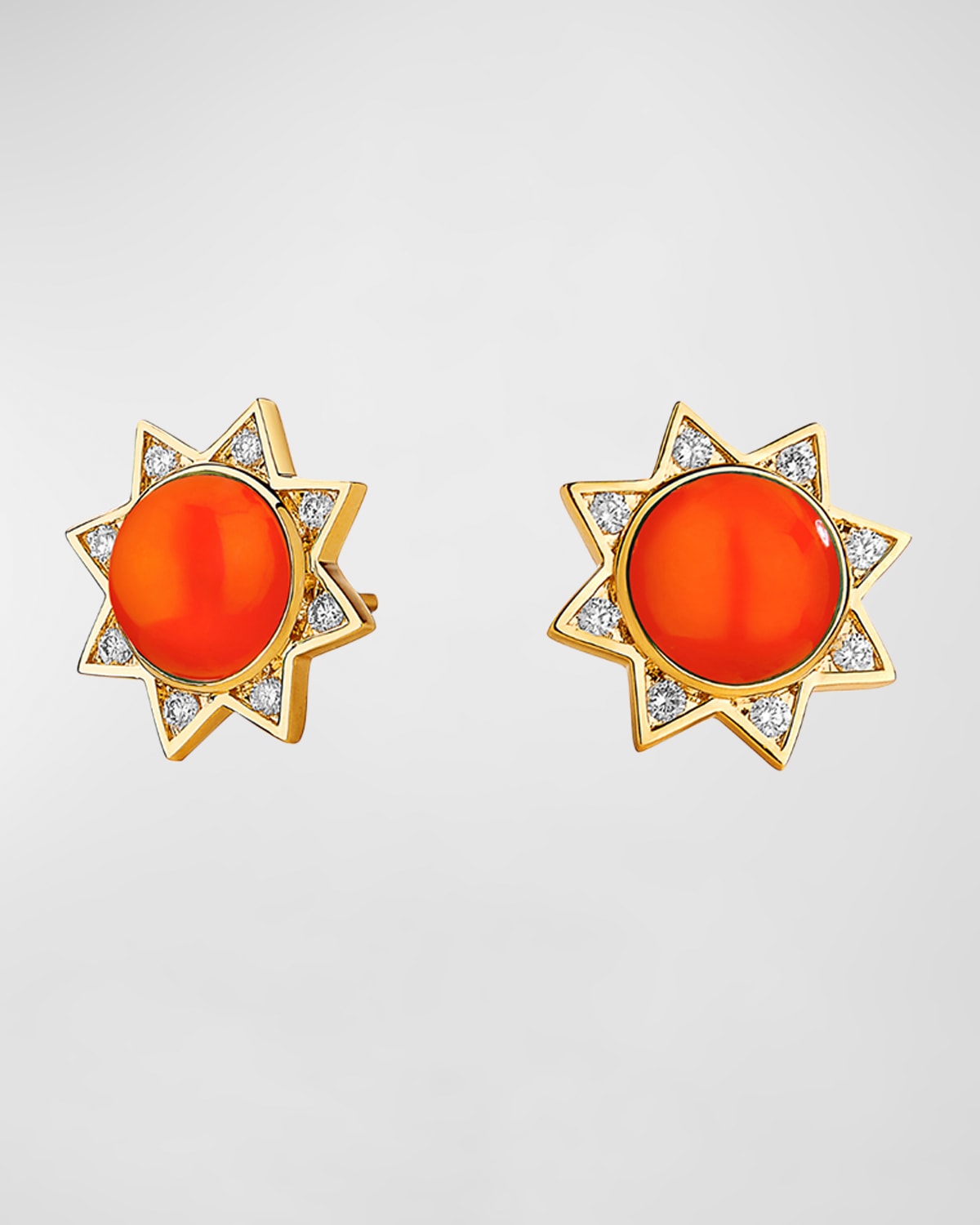 Cosmic Star Orange Chalcedony Stud Earrings