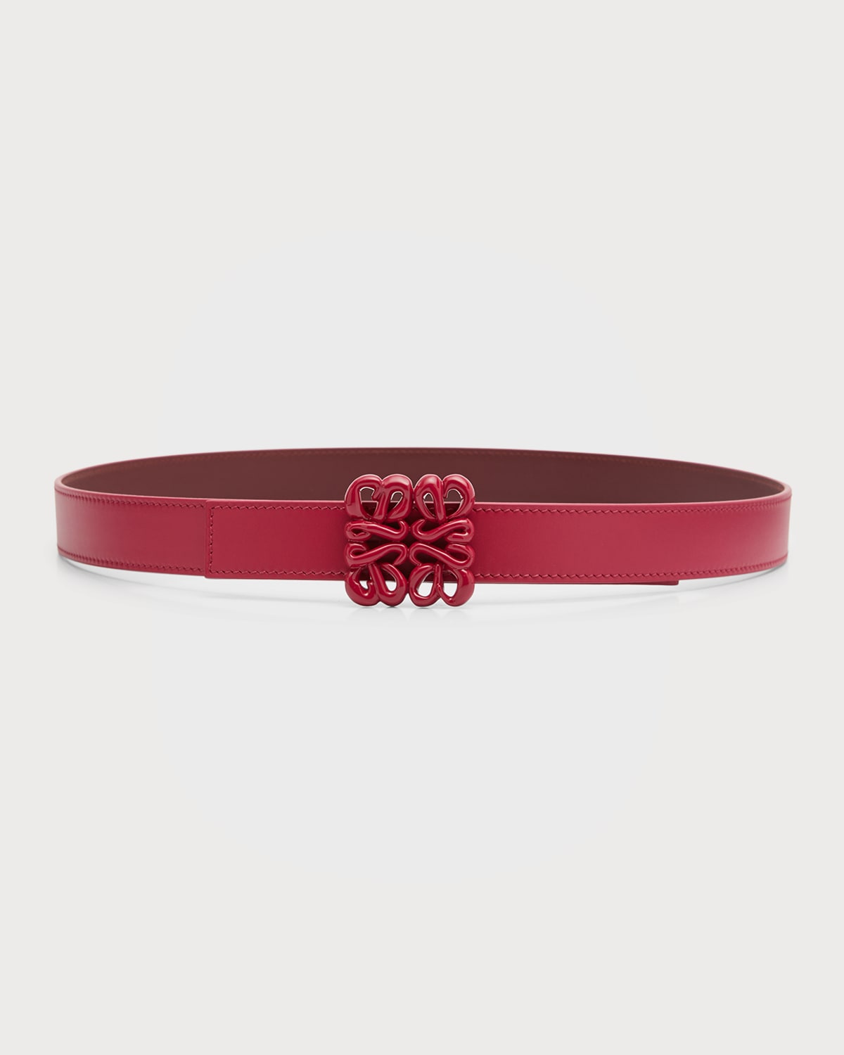 Shop Loewe Inflated Anagram Leather Belt In Rouge Blossom