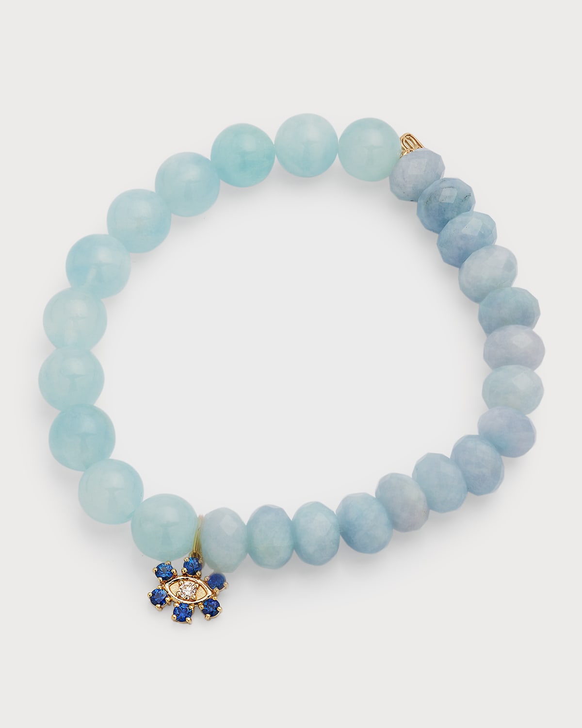 Shop Sydney Evan Aqua Beaded Bracelet With Sapphire & Diamond Flower Charm