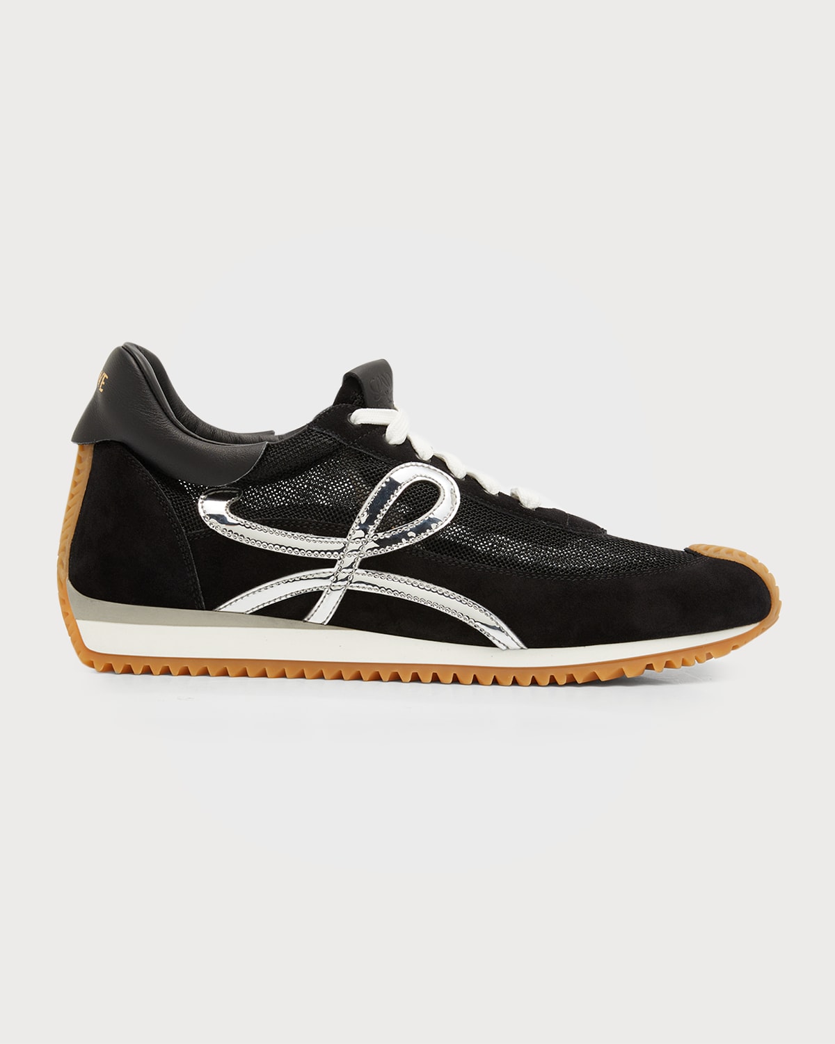 Loewe Flow Runner Technical Mesh And Suede In White/silv