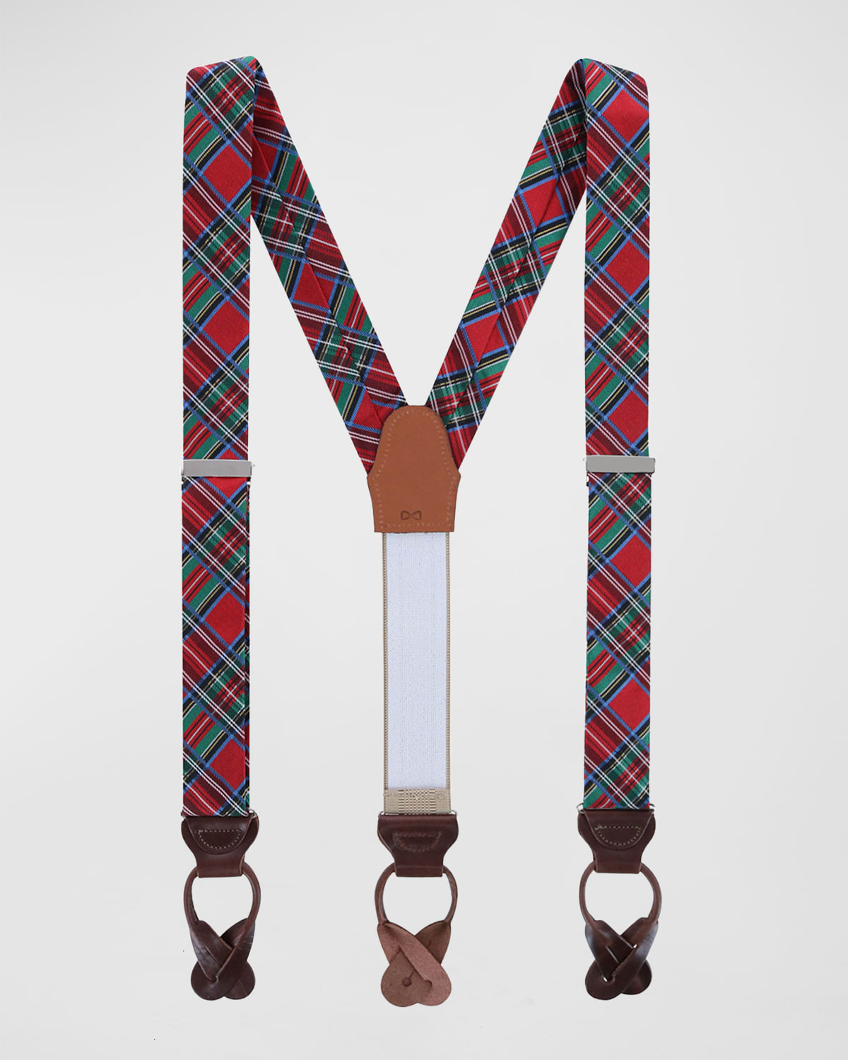 Men's Nicholas Holiday Tartan Plaid Silk Suspender Braces
