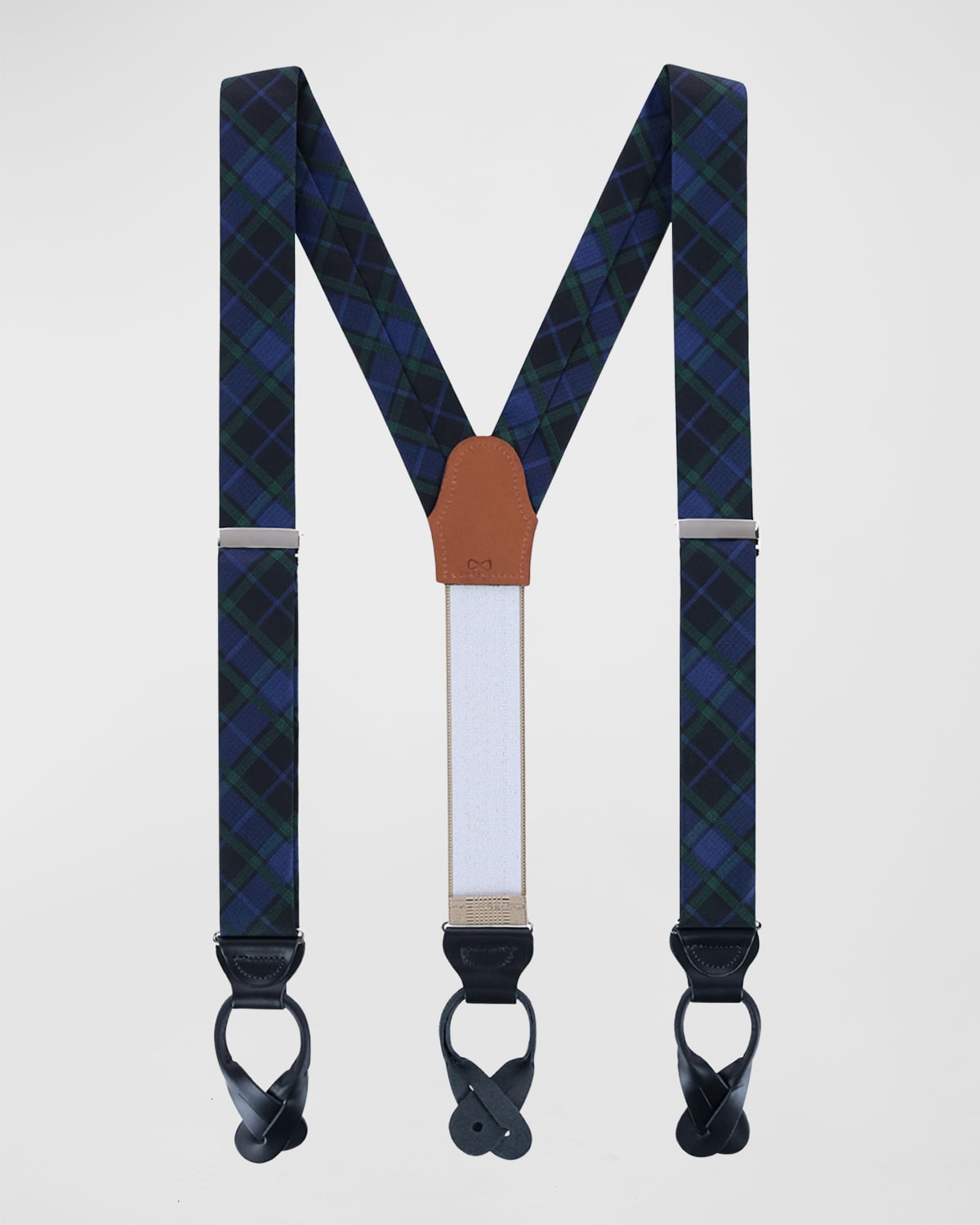 Men's Ives Blackwatch Plaid Silk Suspender Braces