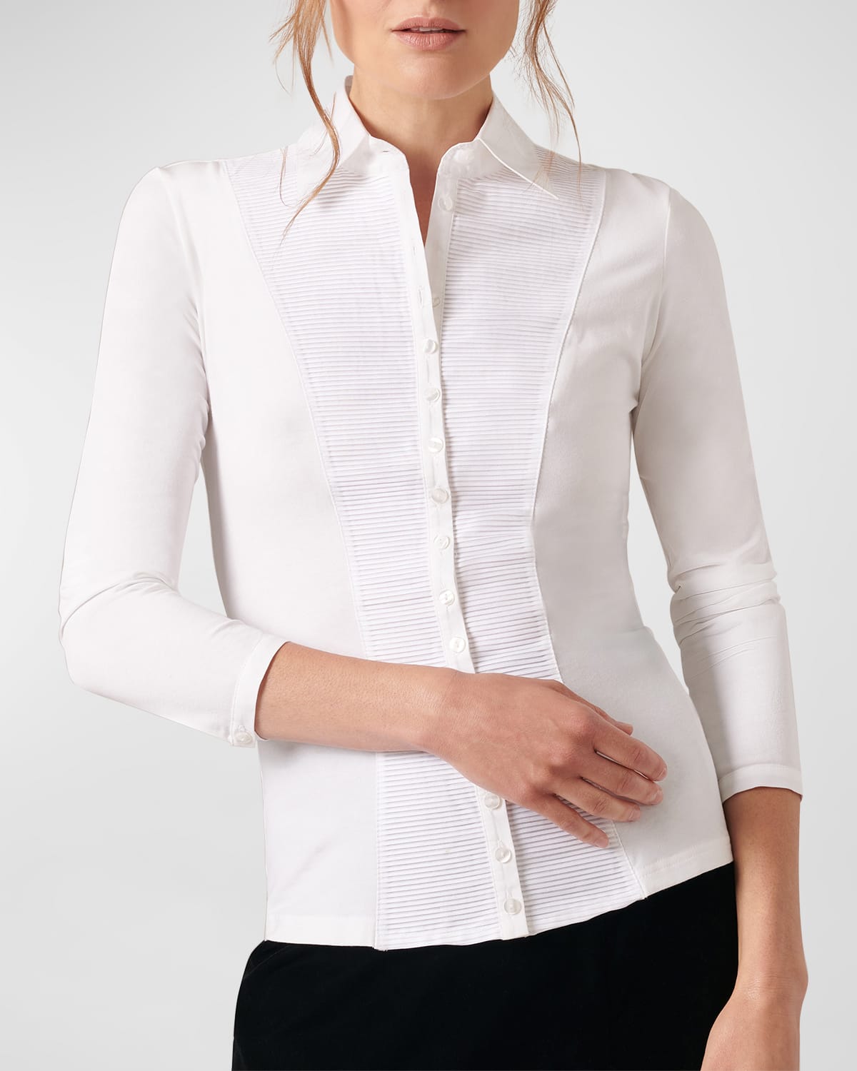 Clodie Pleated Button-Down Blouse