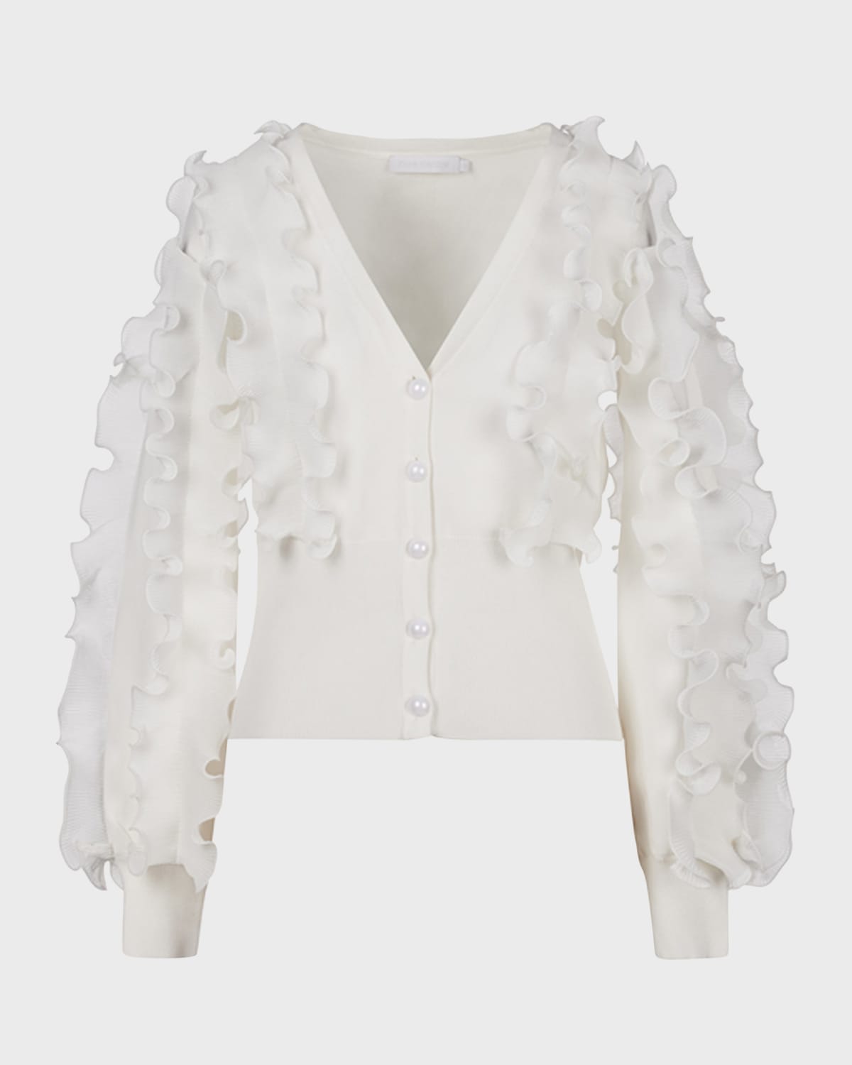 Ciline Ruffle-Trim Button-Down Cardigan