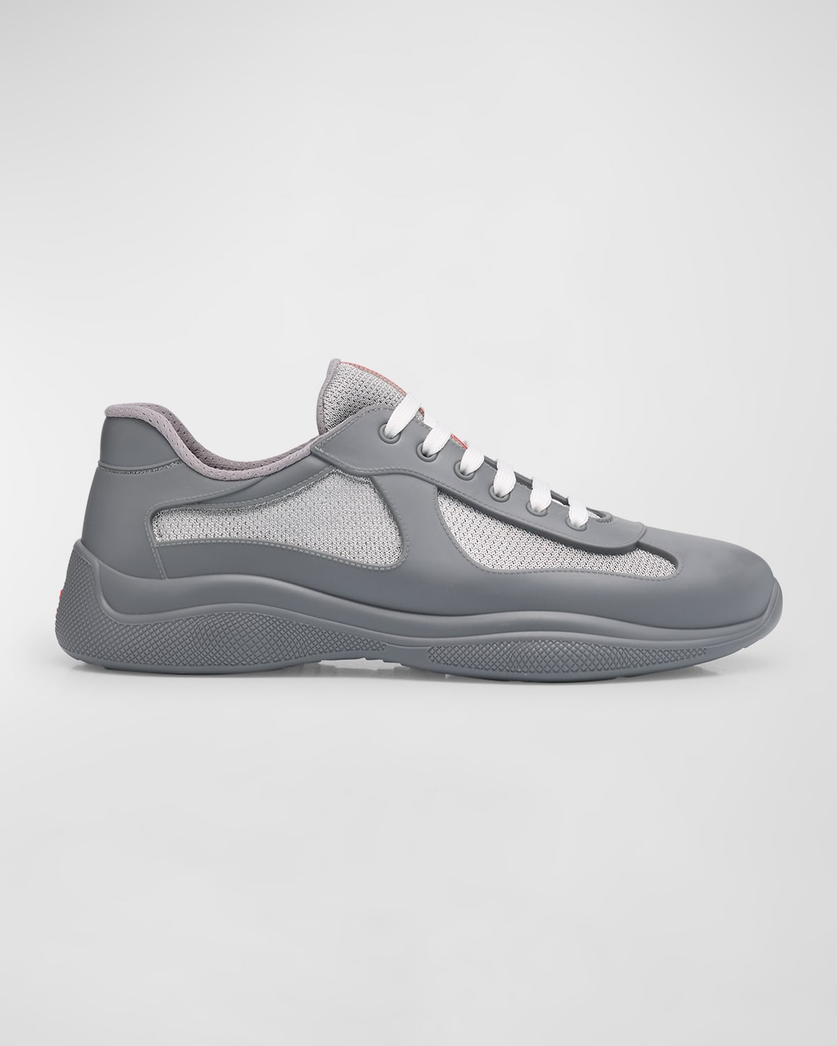 Shop Prada Men's Americas Cup Rubber Trainer Sneakers In Steel Grey