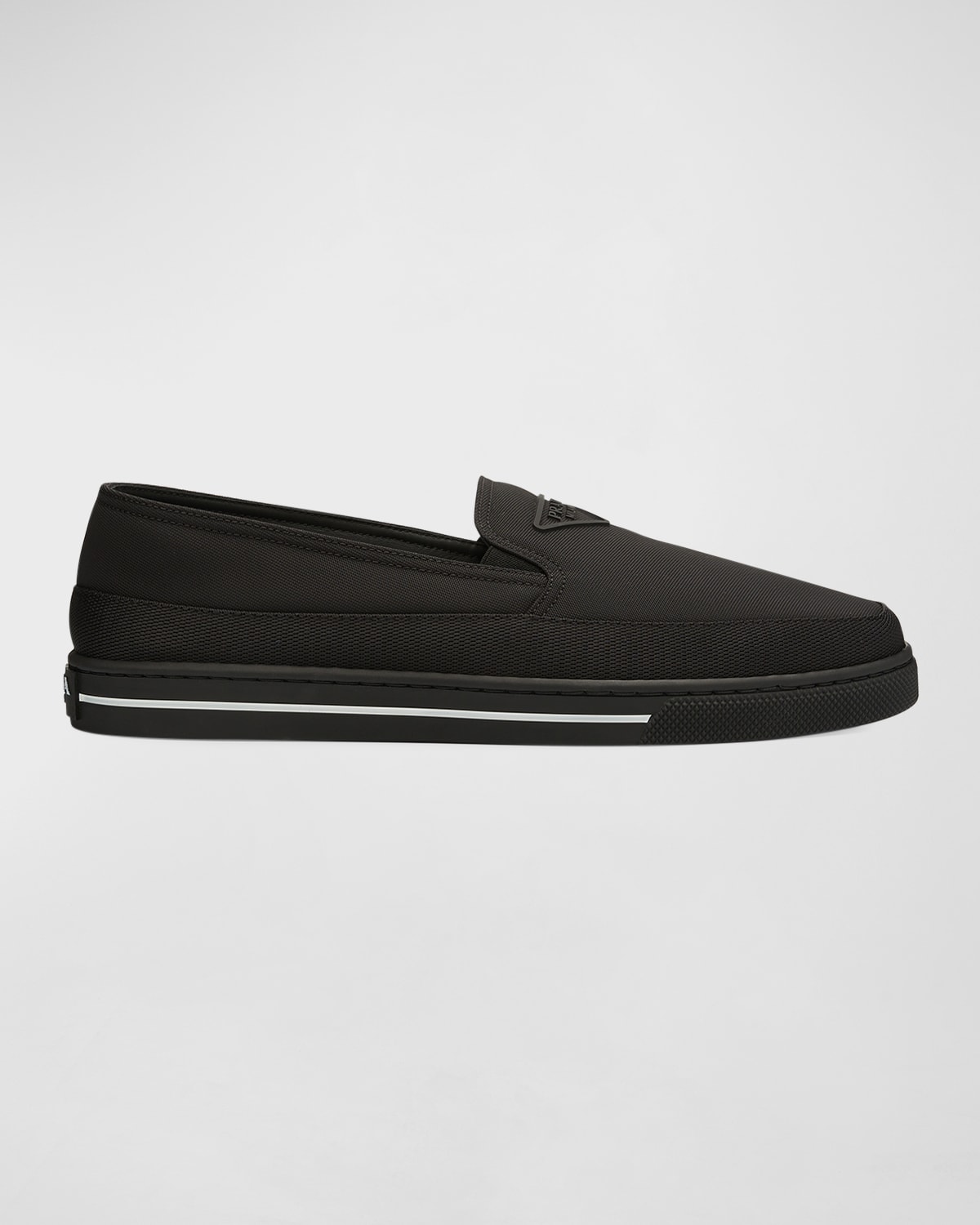 Men's Triangle Logo Nylon Slip-On Loafers