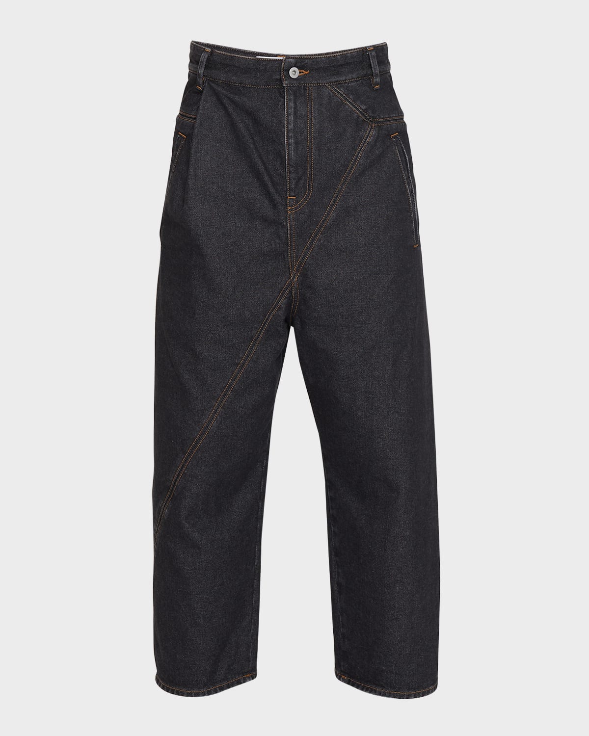 Loewe Puzzle Cropped Leather-trimmed Jeans In Grey