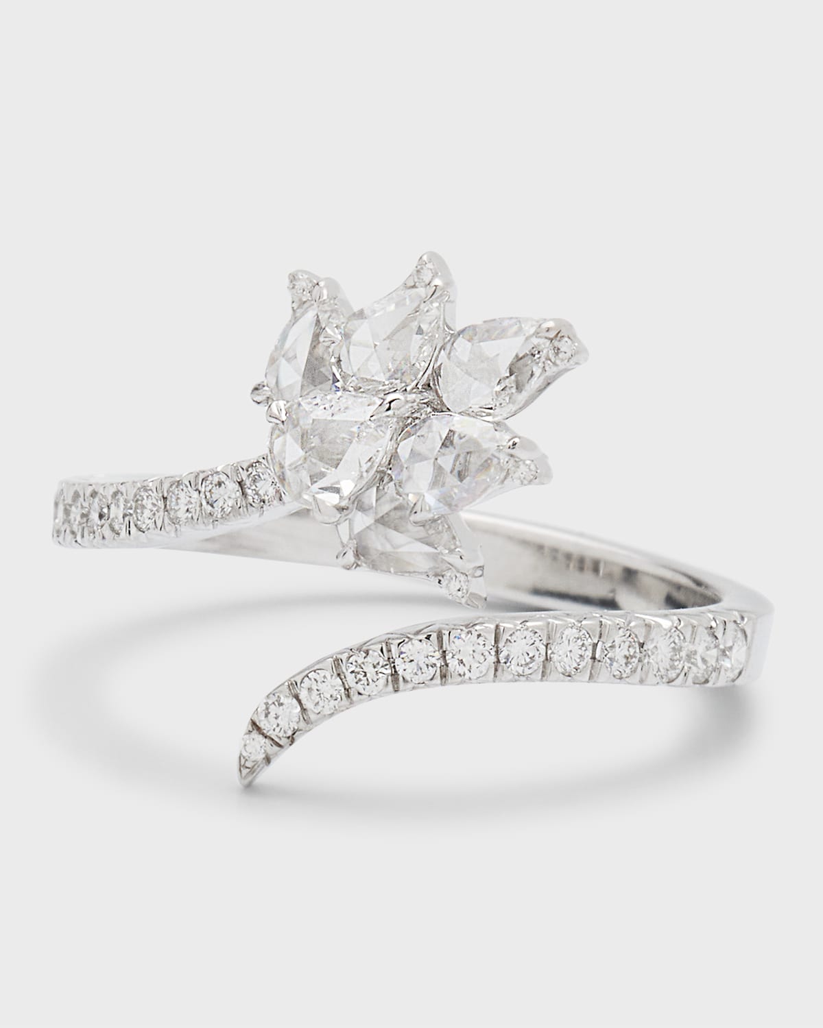 18k White Gold Diamond Lotus Ring