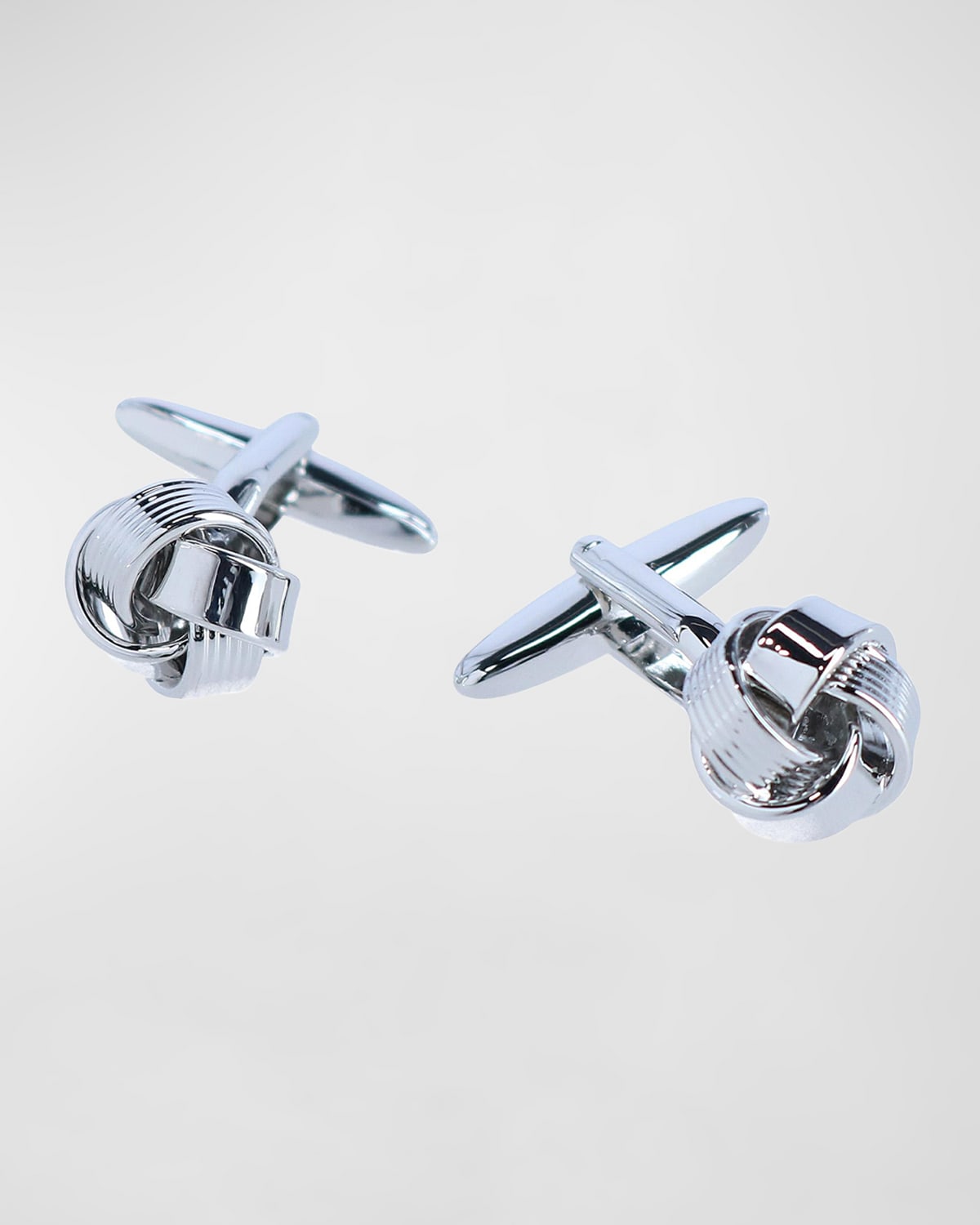 Trafalgar Detailed Knot Rhodium Cufflink Set In Silver