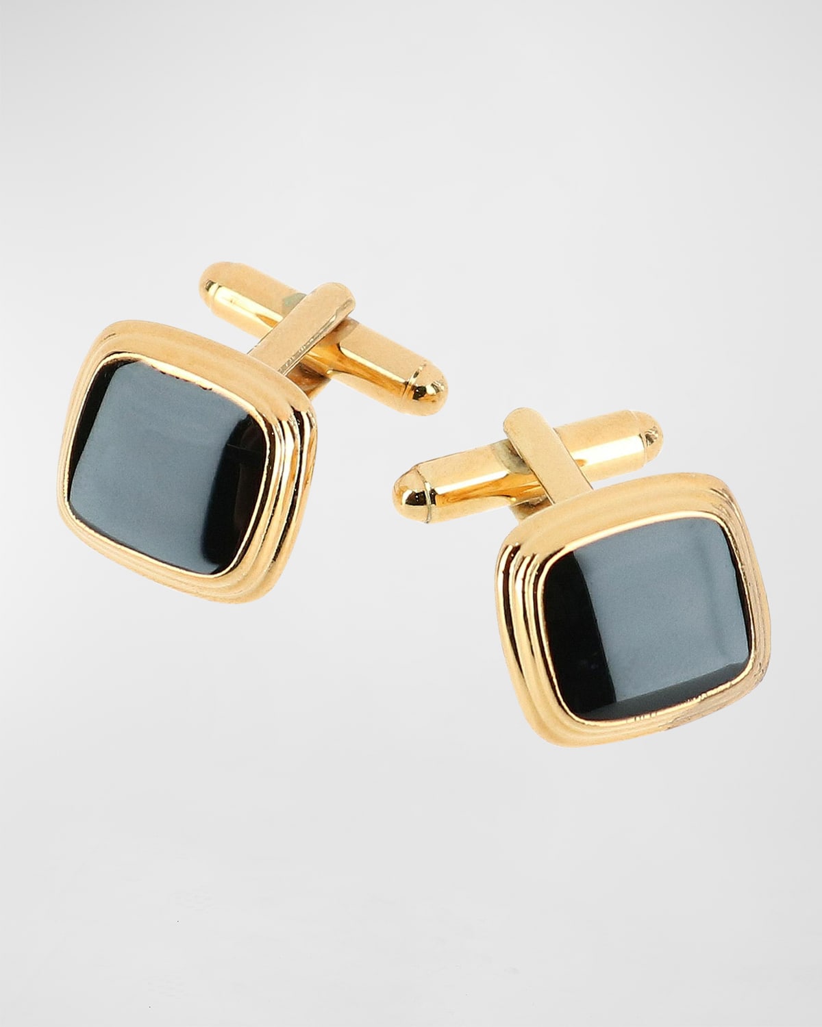 Trafalgar Men's Sutton Black Lacquer Cushion Cufflinks In Gold
