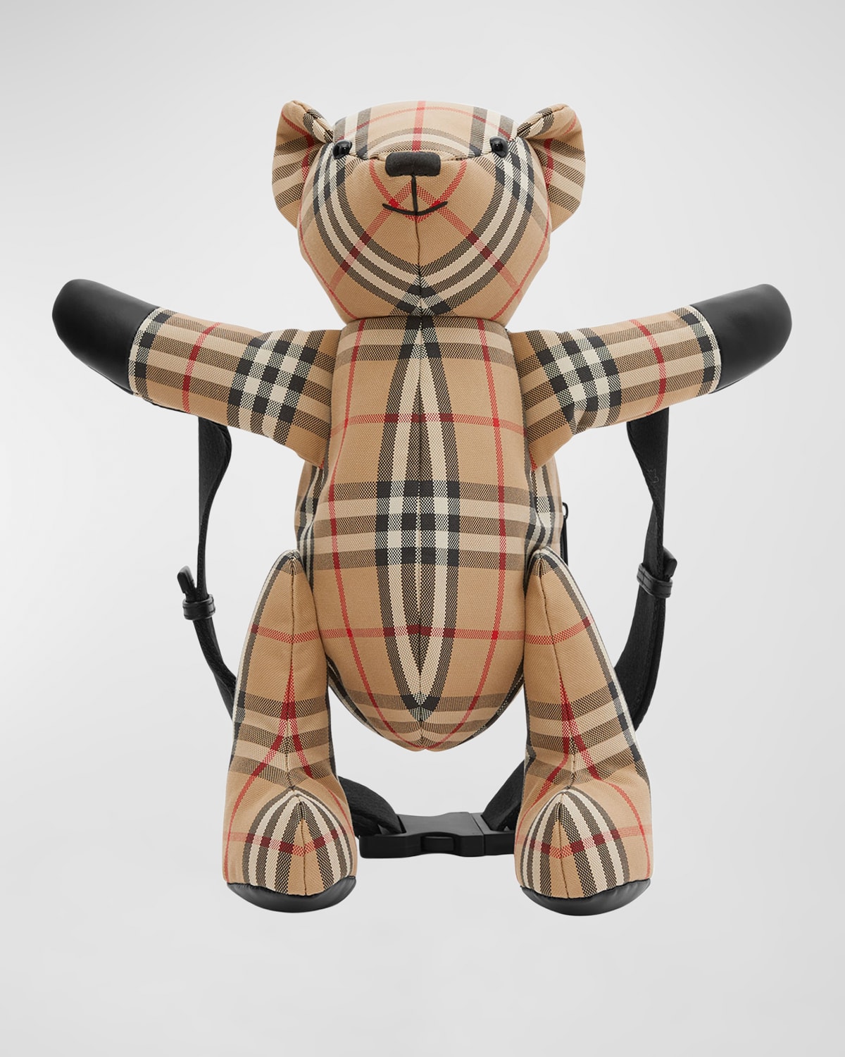 Burberry Kid's Exaggerated Check Thomas Bear Bum Bag In Archive Beige