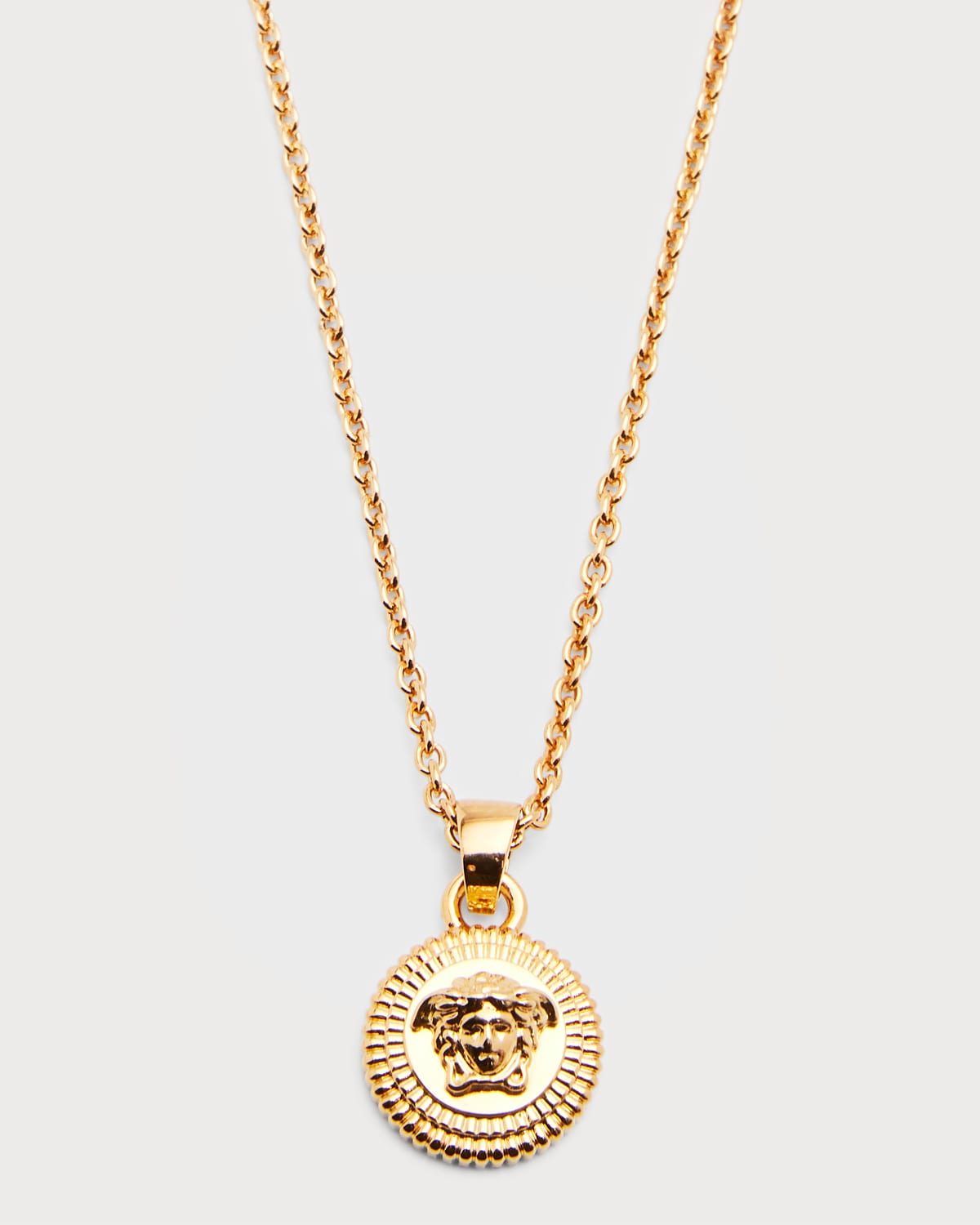 Shop Versace Medusa Round Pendant Necklace In  Gold