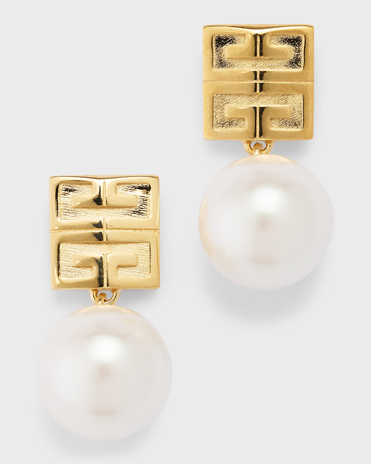 Shop Givenchy 4g Stud Faux Pearl Drop Earrings In Whitegold Yellow