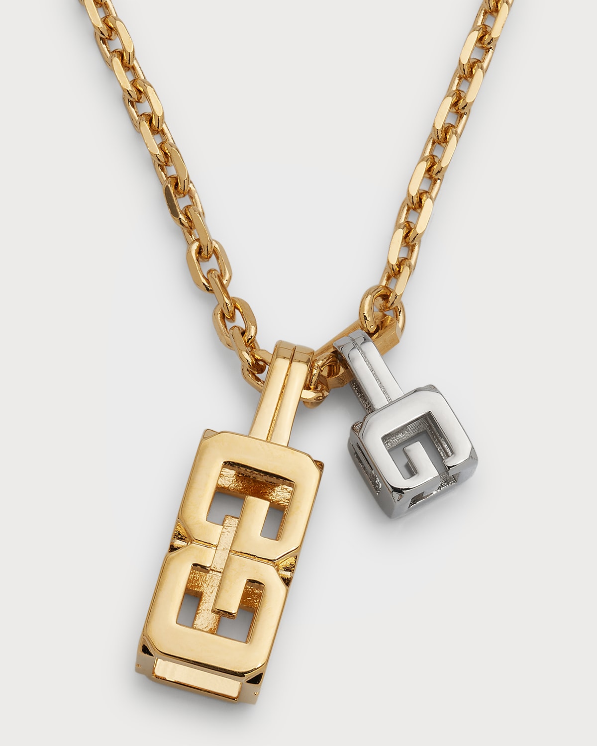 Givenchy G Cube Mixed Metal Pendant Necklace In Goldensilvery