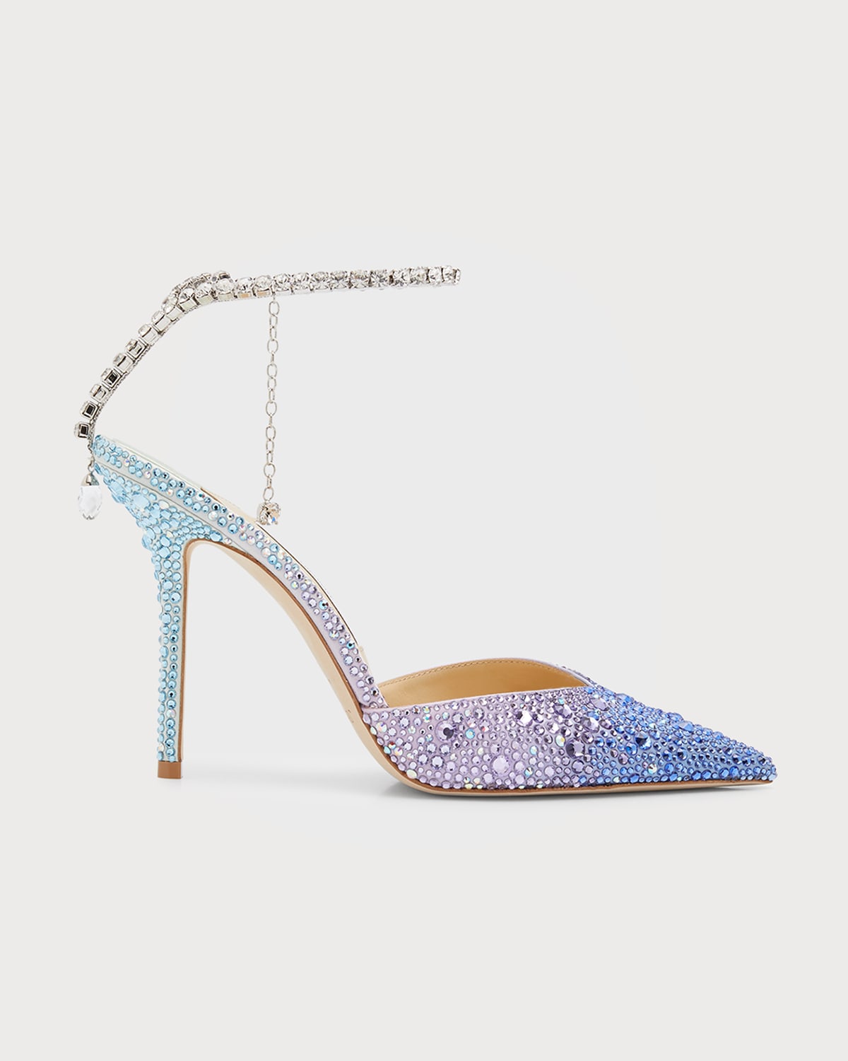 Jimmy Choo Saeda Ombre Crystal Ankle-Strap Pumps