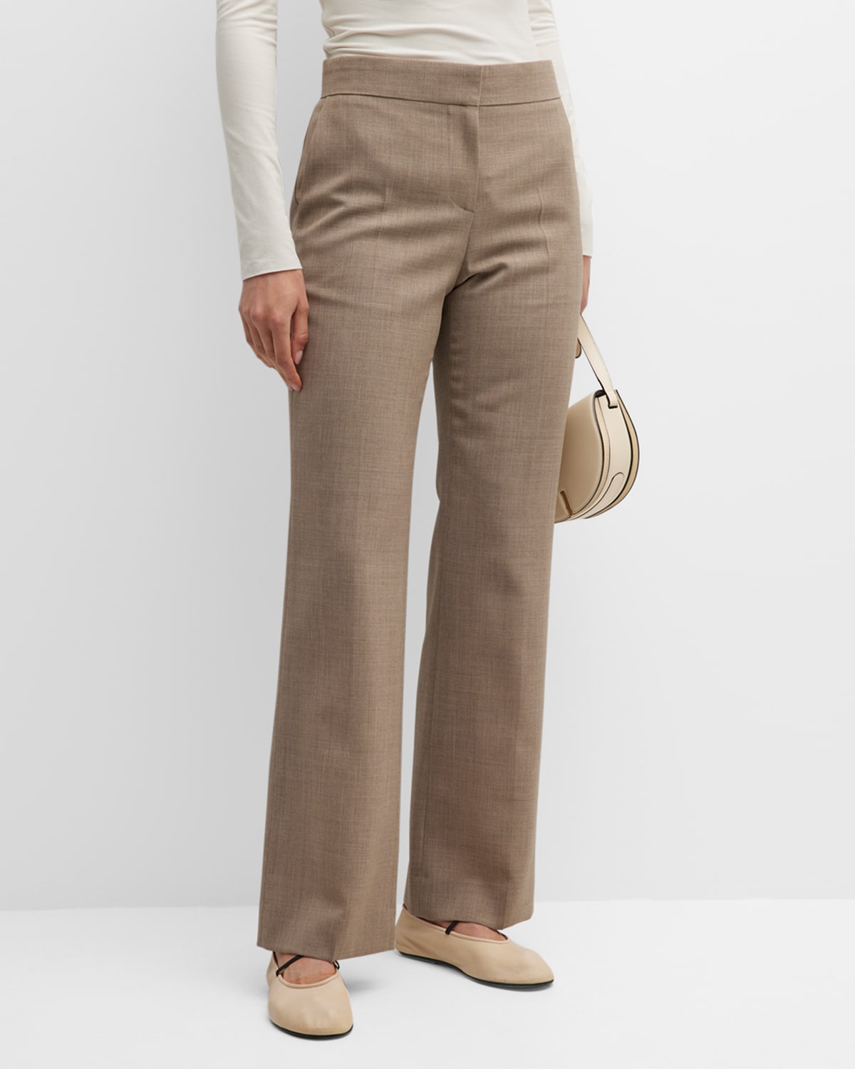The Row Bufus Pleated Cotton-poplin Straight-leg Pants In Beige Melange
