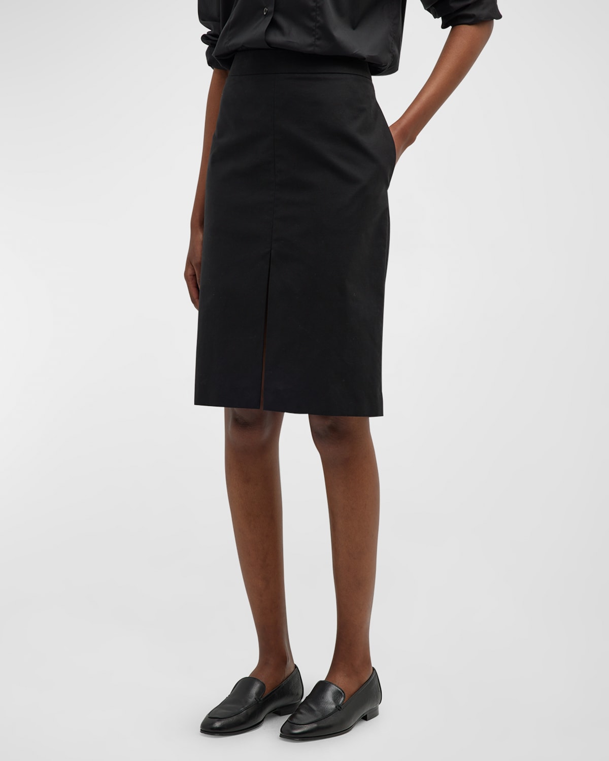 The Row Benson Cotton-blend Twill Skirt In Black