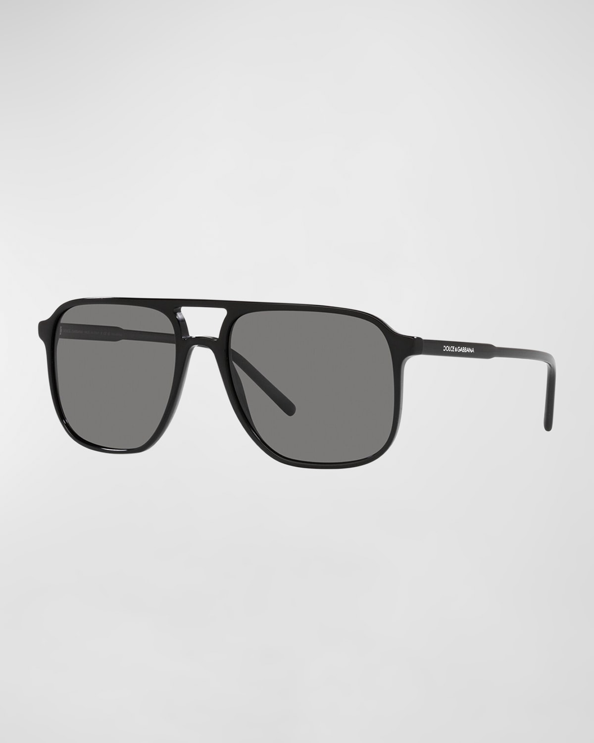 Dolce & Gabbana Men's Double-bridge Polarized Aviator Sunglasses In Black