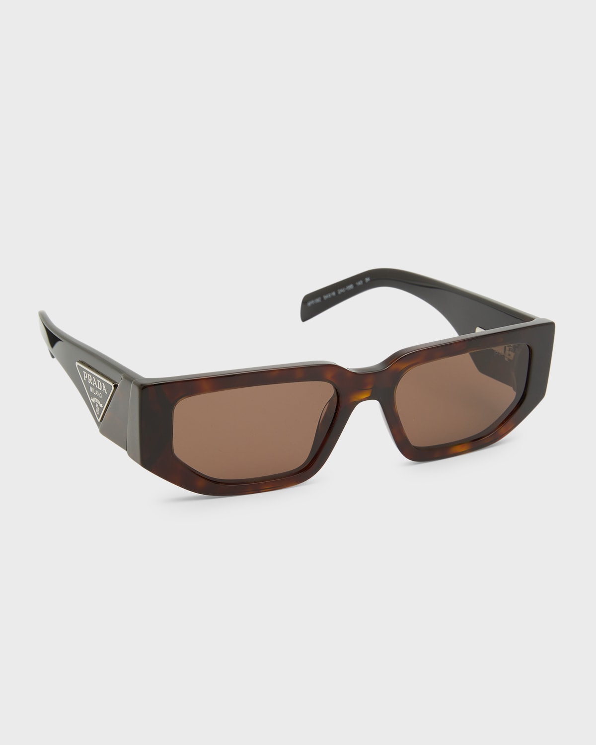Prada Men's Triangle Logo Bicolor Rectangle Sunglasses In Tortoise