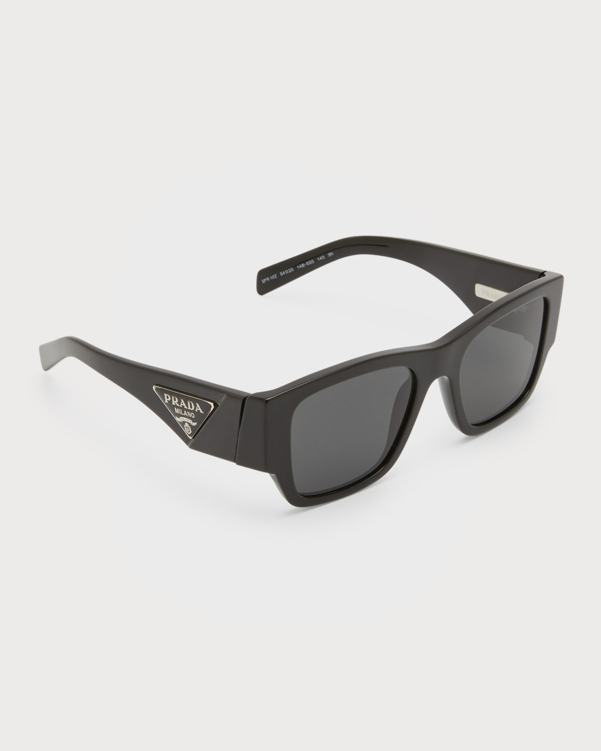 Prada Men's Triangle Logo Bicolor Rectangle Sunglasses In Black