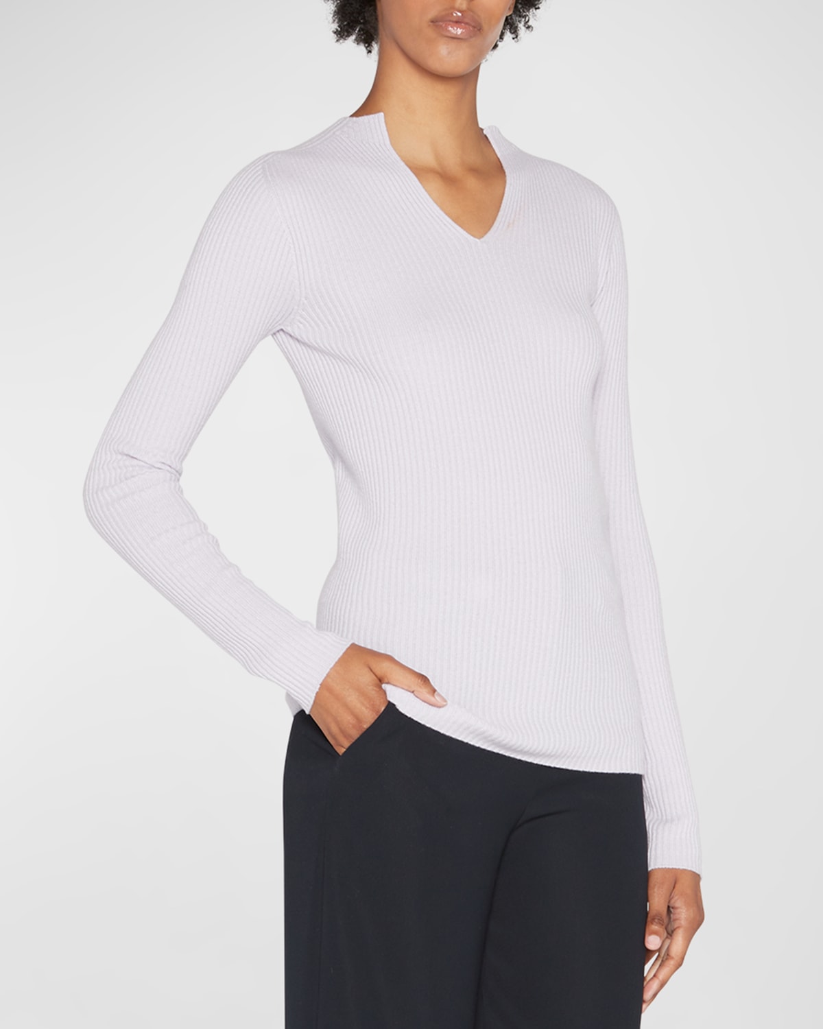Cashmere Knit Ribbed Sweater