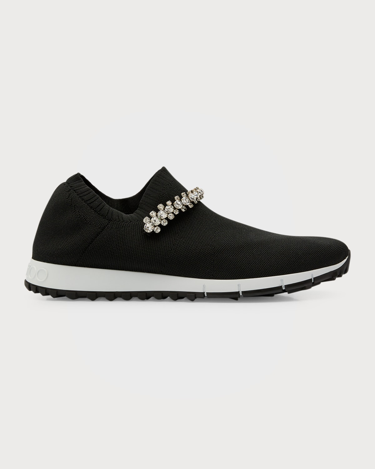 Shop Jimmy Choo Verona Crystal Knit Low-top Sneakers In Black/crystal