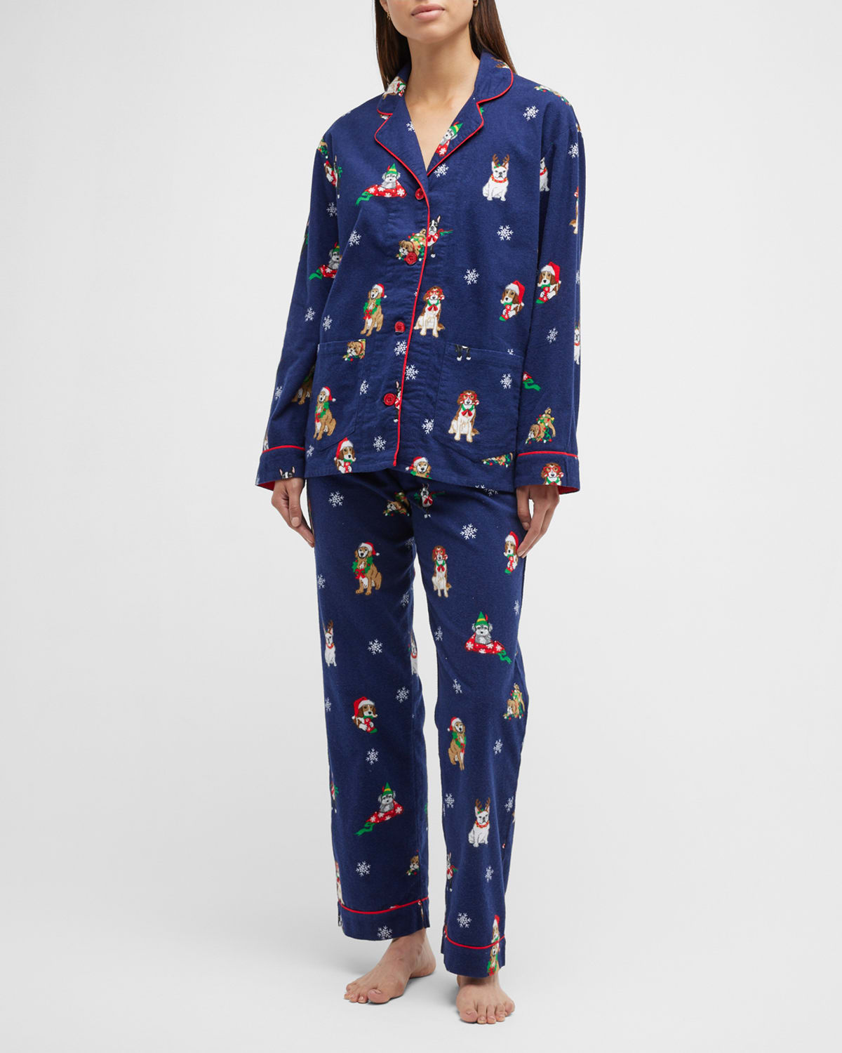 Pj Salvage Happy Pawlidays Printed Flannel Pajama Set