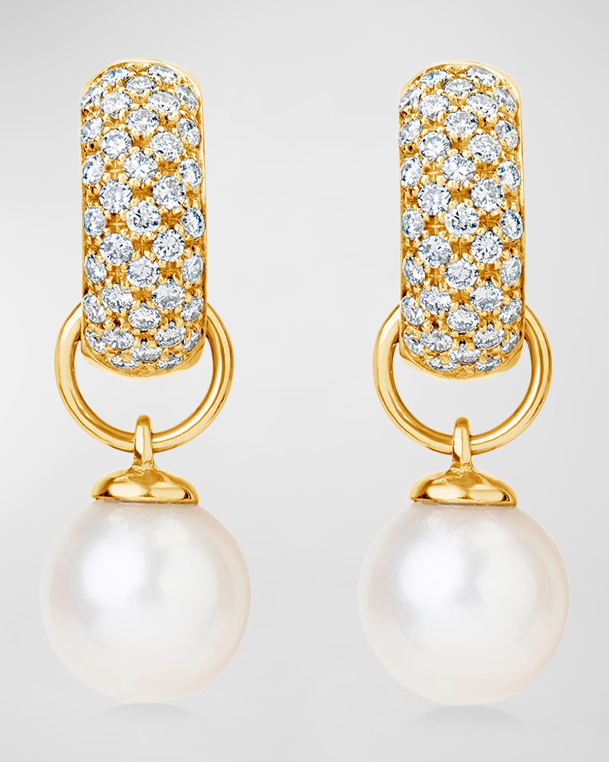 18K Yellow Gold Diamond and Pearl Earrings