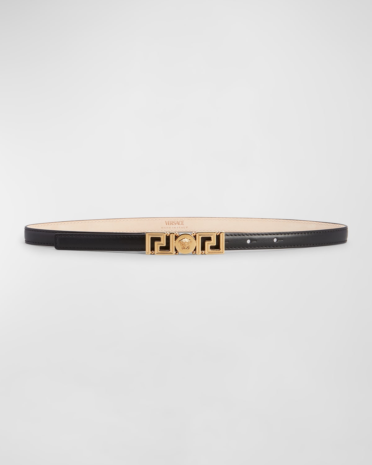 Shop Versace Greca-medusa Leather Belt In Nero Oro