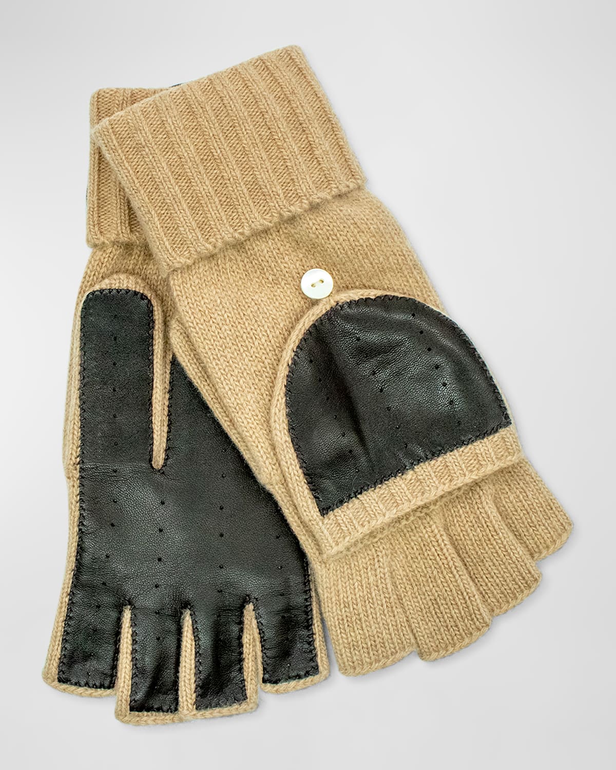 Nappa Cashmere Flip-Top Fingerless Gloves
