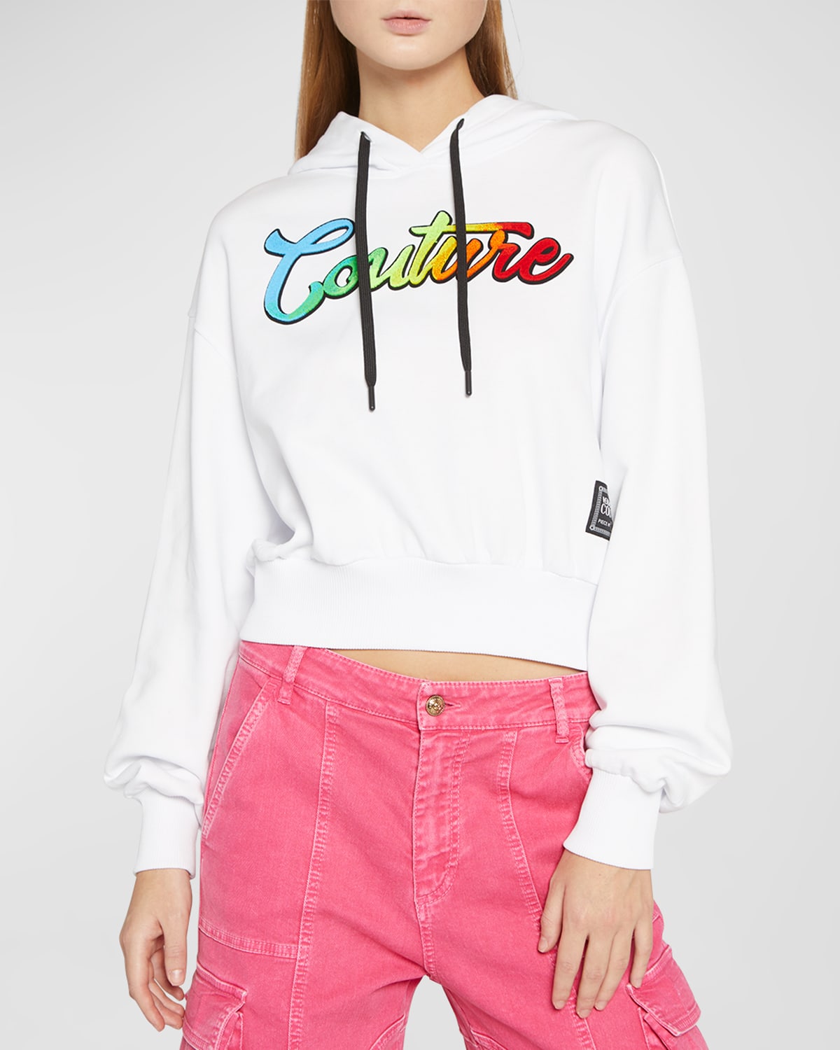 Cropped Rainbow Couture Logo Hoodie
