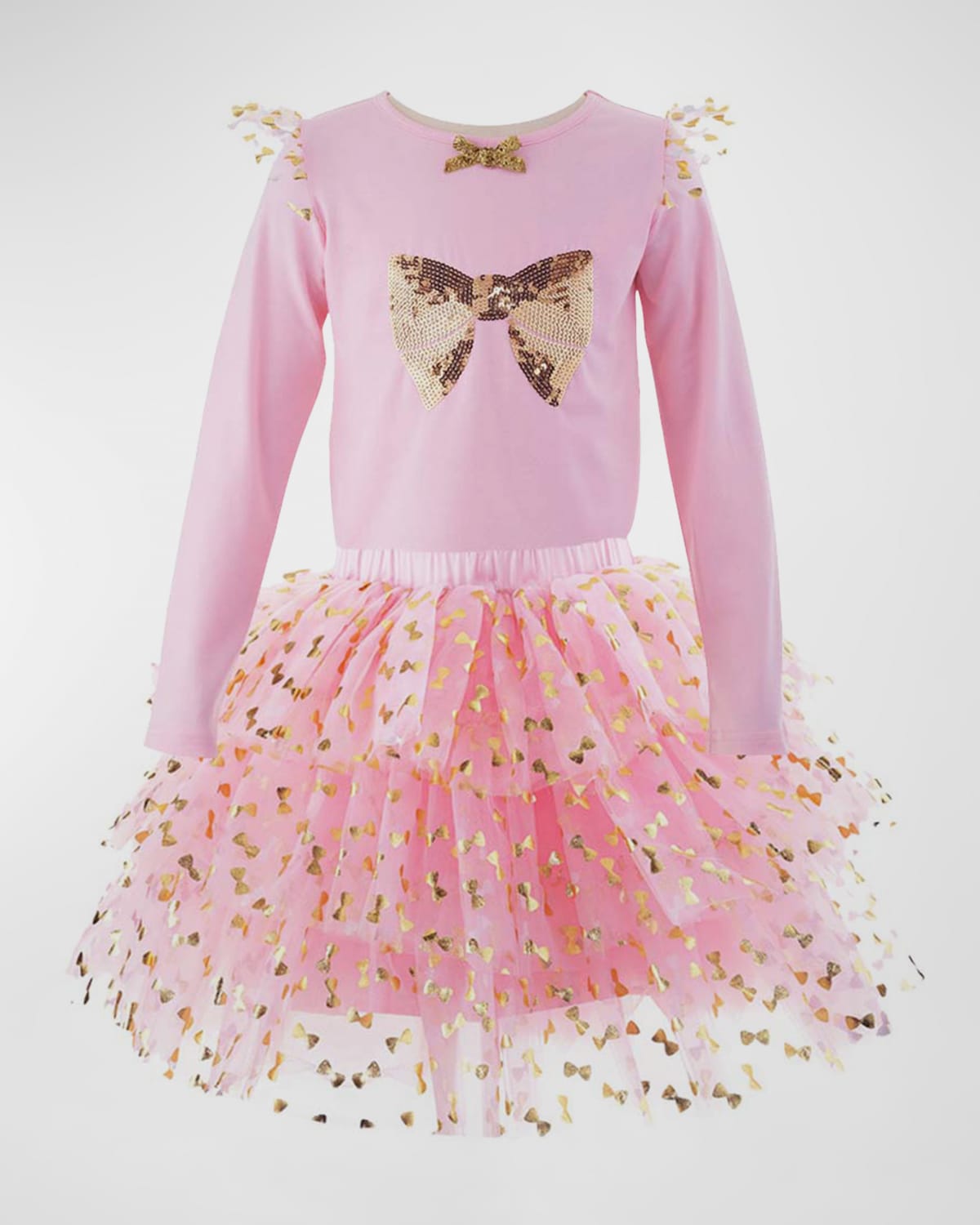 Girl's Embellished Bow Top & Tutu Skirt Set, Size 2-10