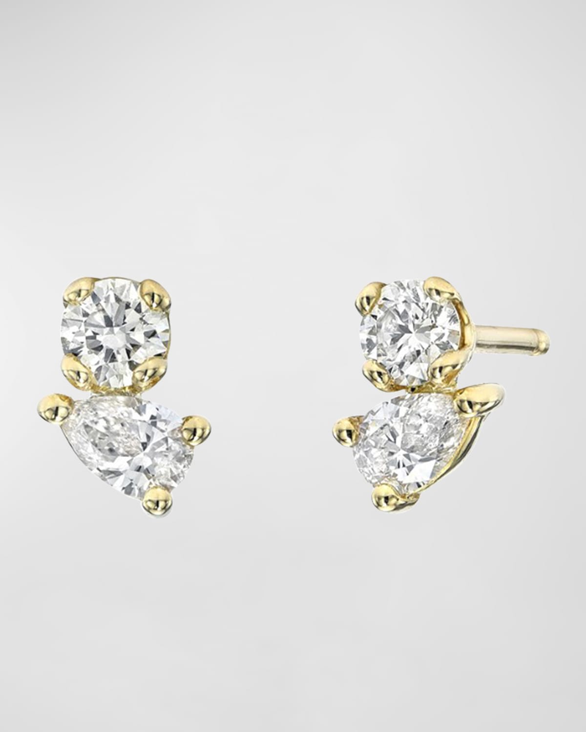 14K Gold Diamond Toi et Moi Stud Earrings