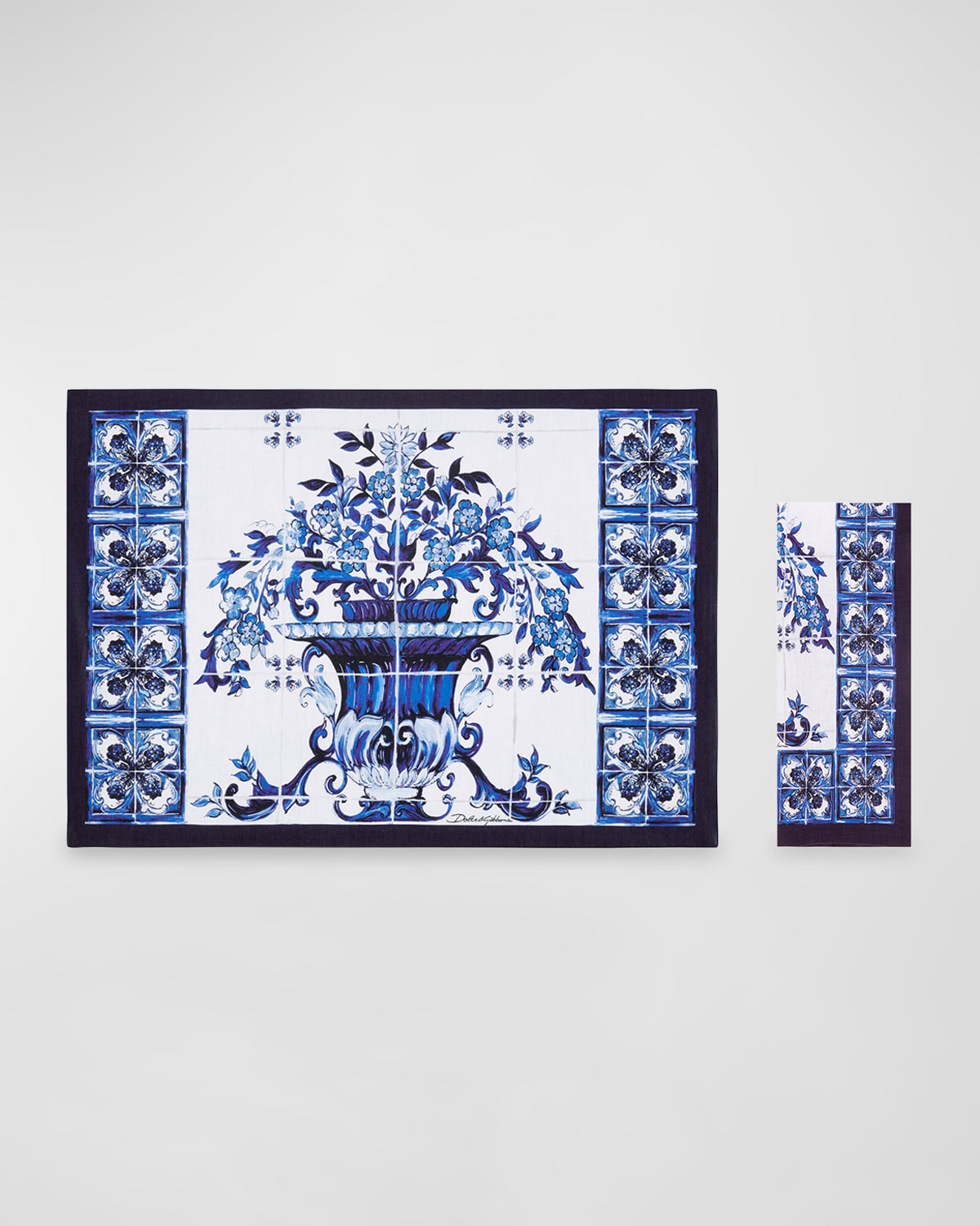 Dolce & Gabbana Casa Blue Mediterraneo Linen Placemat And Napkin Set
