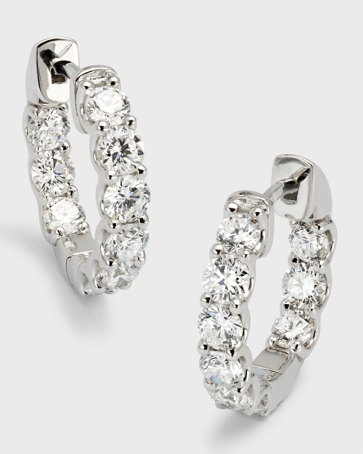 Lab Grown Diamond 18K White Gold Round Hoop Earrings, 0.5"L, 1.8tcw