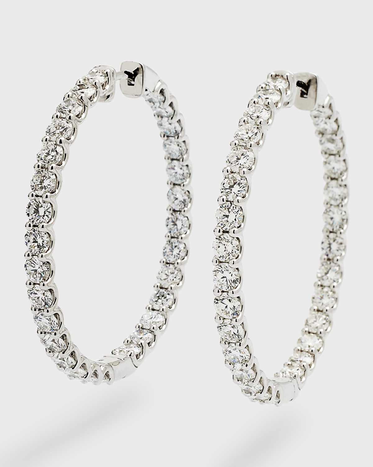 Neiman Marcus Lab Grown Diamonds Lab Grown Diamond 18k White Gold Round Hoop Earrings, 1.5"l, 6.7tcw