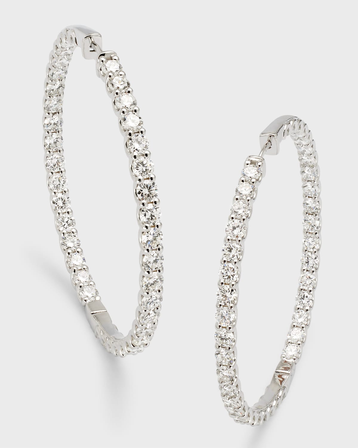 Lab Grown Diamond 18K White Gold Round Hoop Earrings, 2"L, 9.75tcw