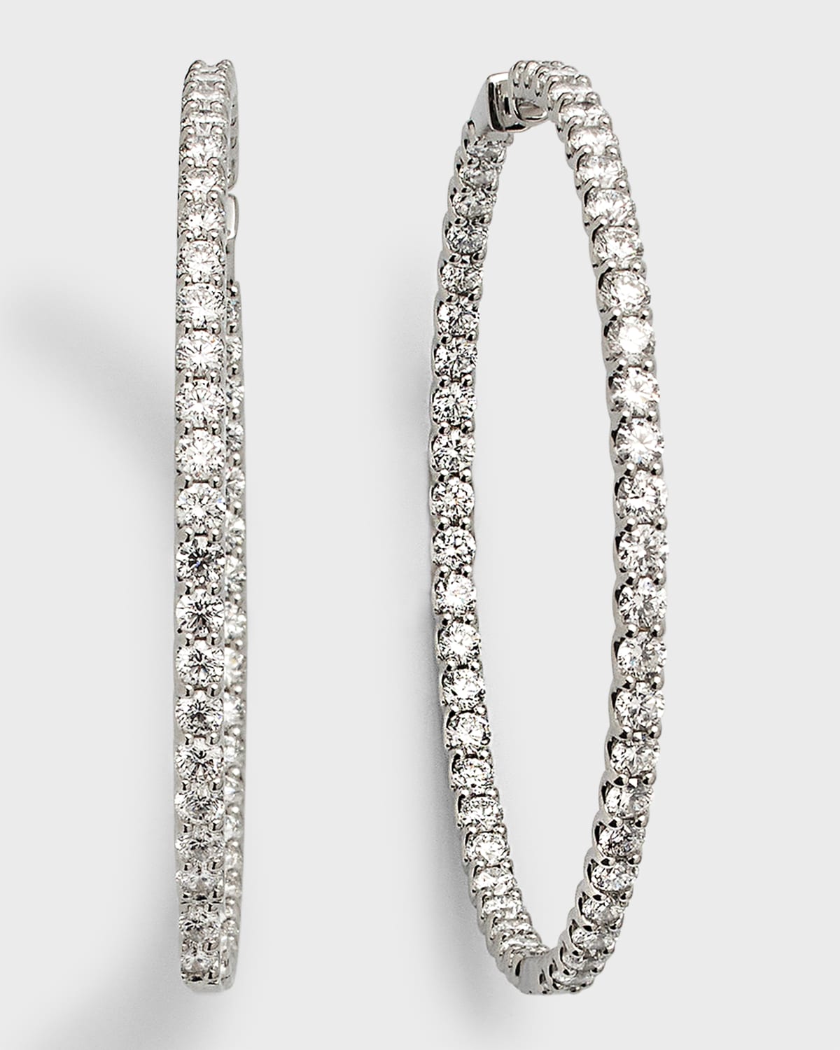 Neiman Marcus Lab Grown Diamonds Lab Grown Diamond 18k White Gold Round Hoop Earrings, 2.5"l, 12.5tcw