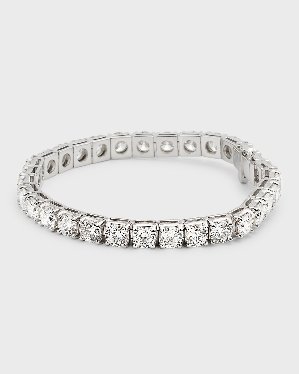 Lab Grown Diamond 18K White Gold Round Tennis Bracelet, 7"L